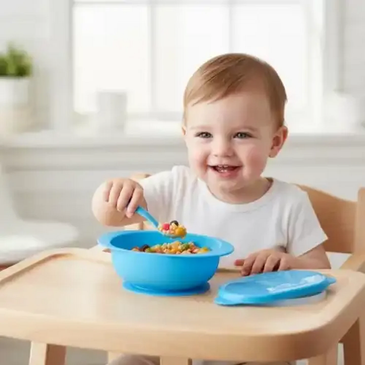 Image of Jolly Tots Bowl With Lid & Spoon 6 Months + (Colour May Vary)