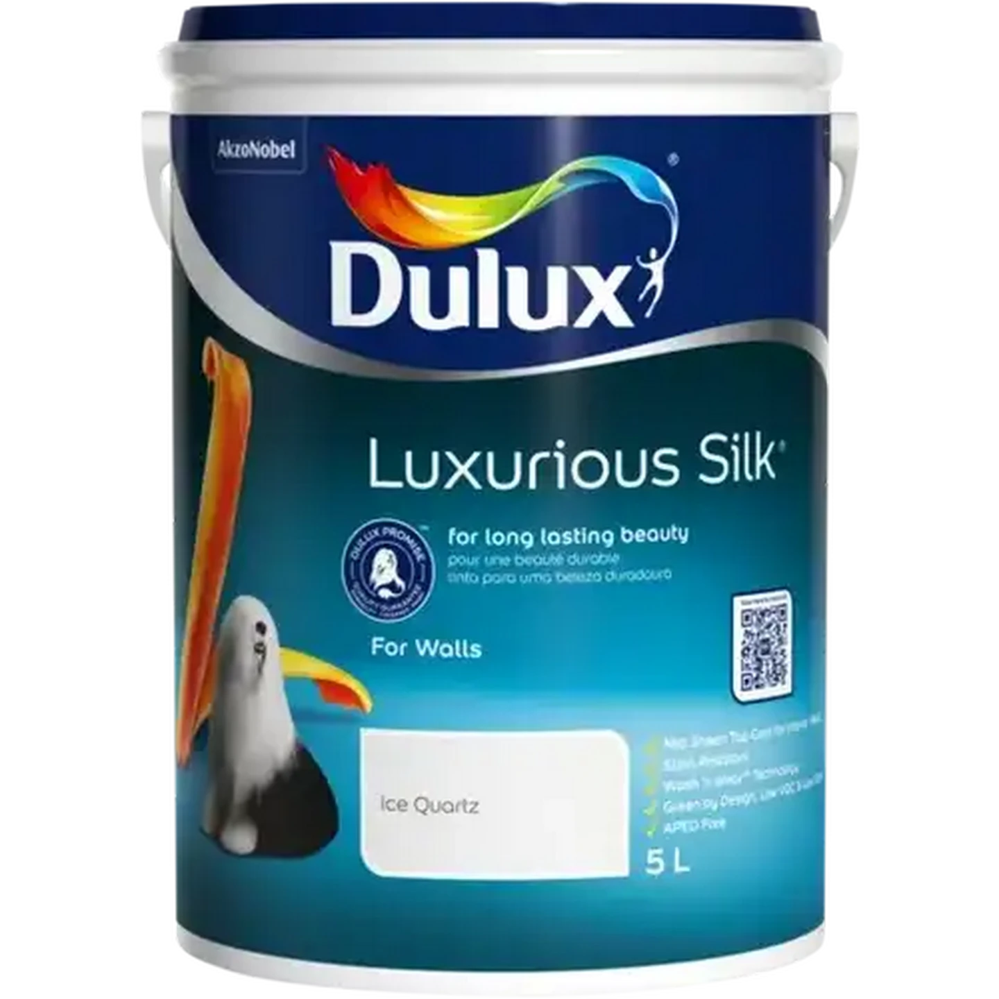 Image of Dulux Luxurious Silk Ice Quartz Mid Sheen Interior Wall Paint 5L