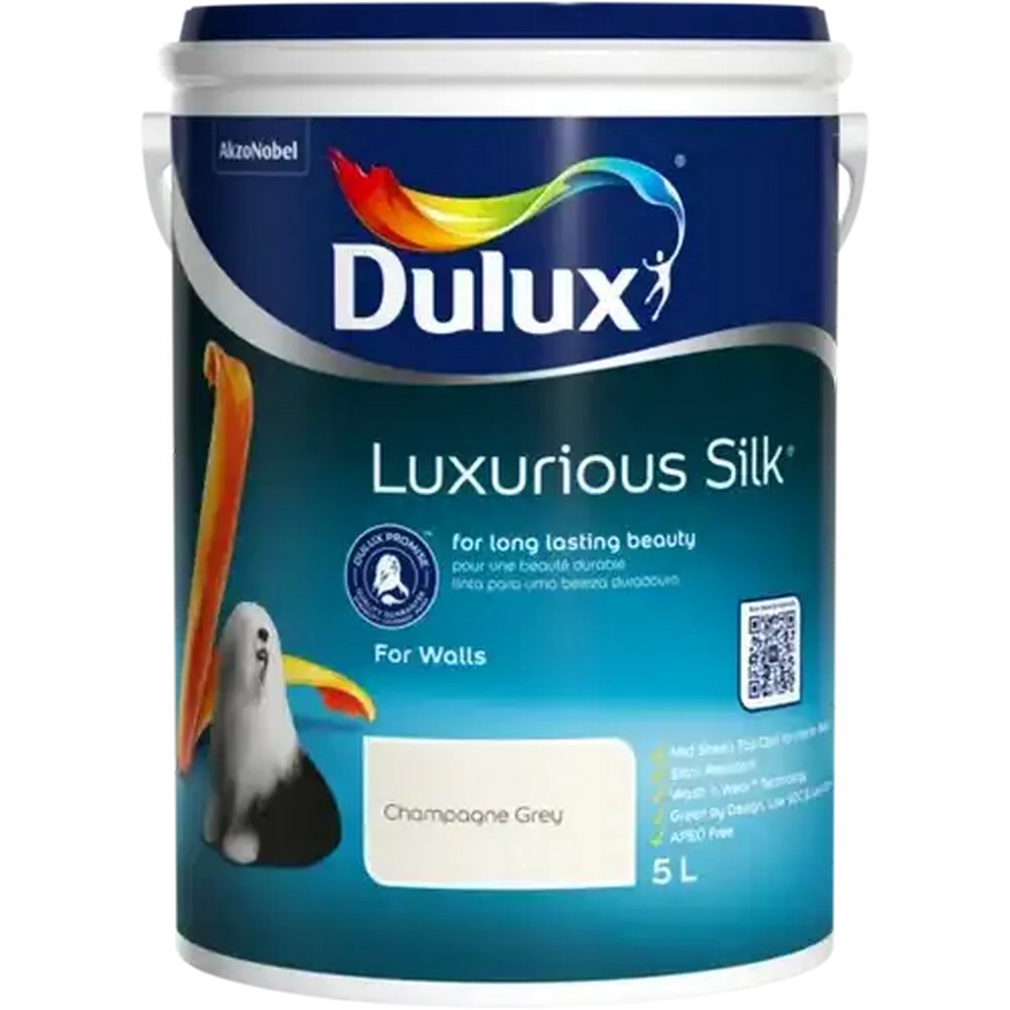 Image of Dulux Luxurious Silk Champagne Grey Mid -sheen Interior Wall Paint 5L