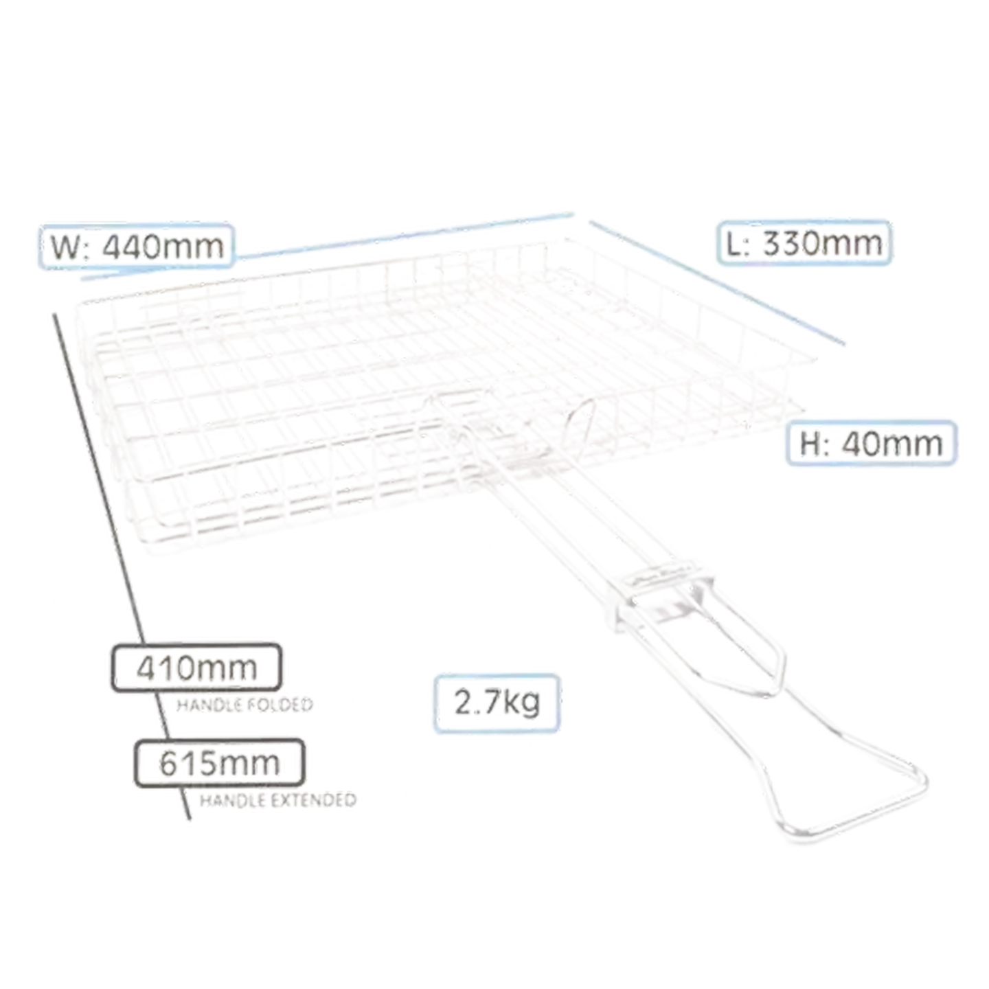 Image of HotRods Silver Stainless Steel U-Braai Grid 440mm x 330mm x 40mm