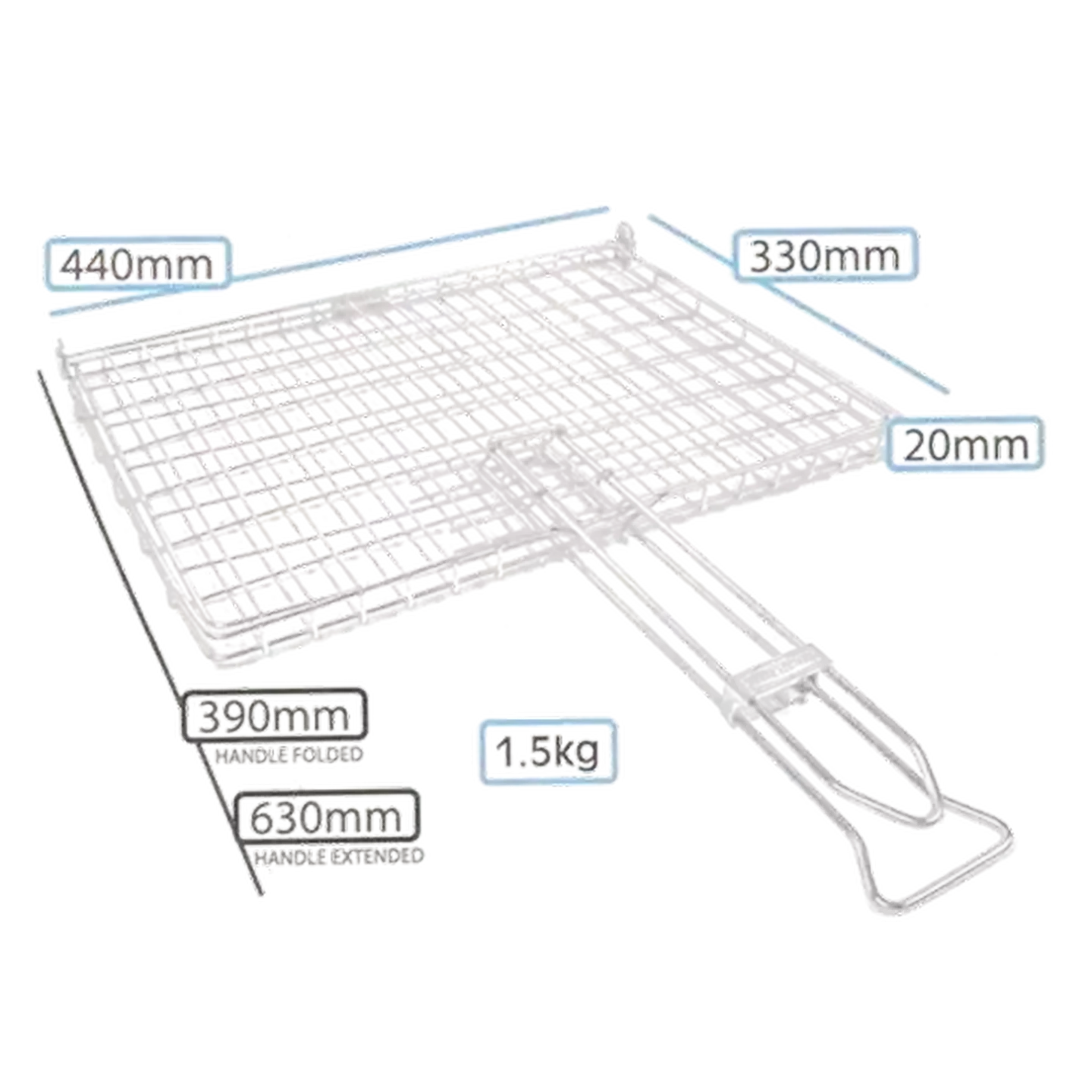 Image of HotRods Silver Hands-Free Stainless Steel Braai Grid 440mm x 330mm