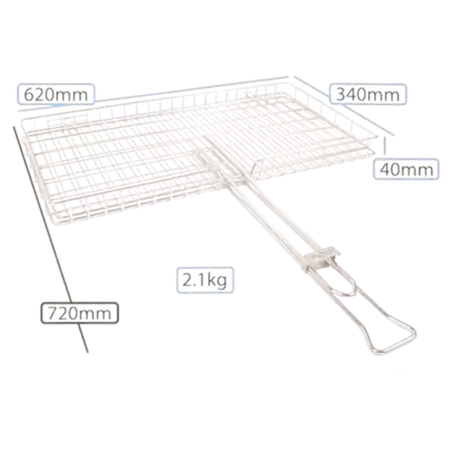 Image of HotRods Stainless Steel Fixed Handle Braai Grid 620mm x 340mm