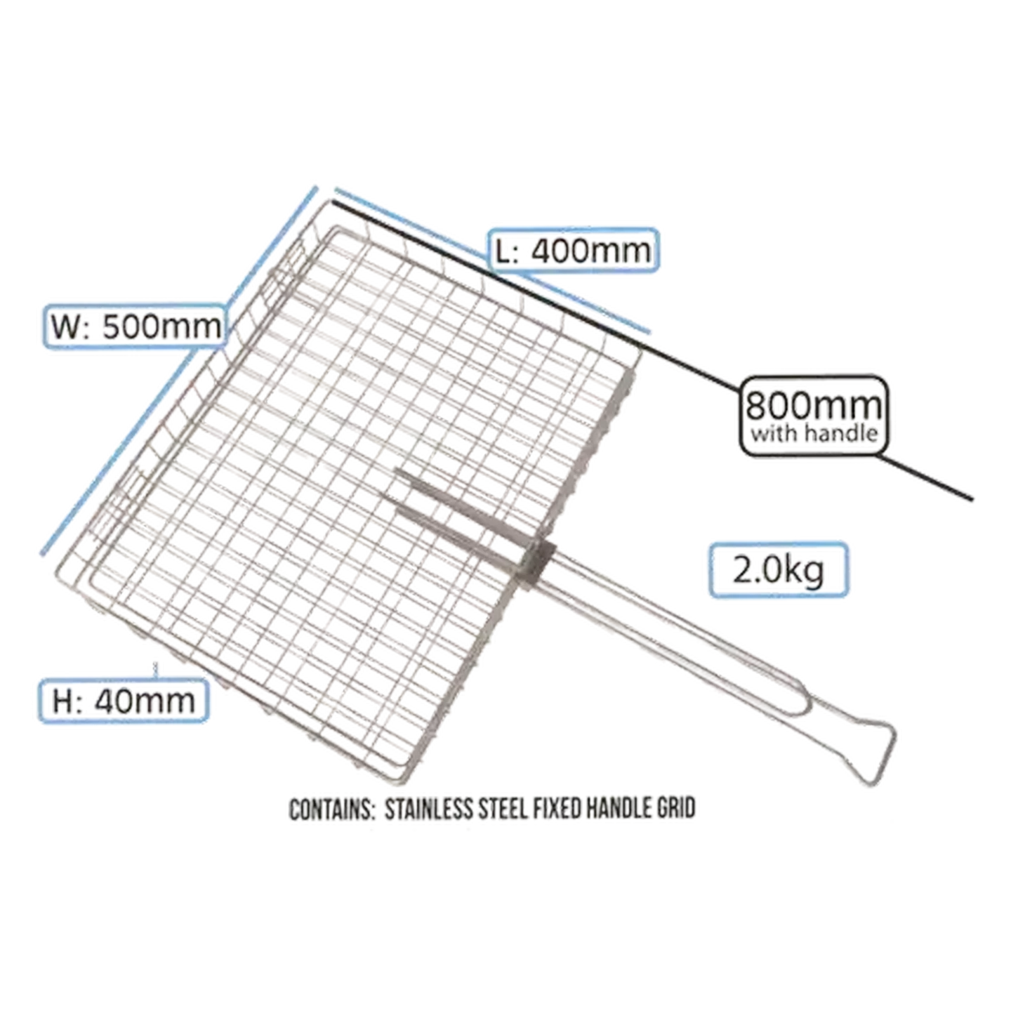 Image of HotRods Stainless Steel Braai Grid 500mm x 40Omm