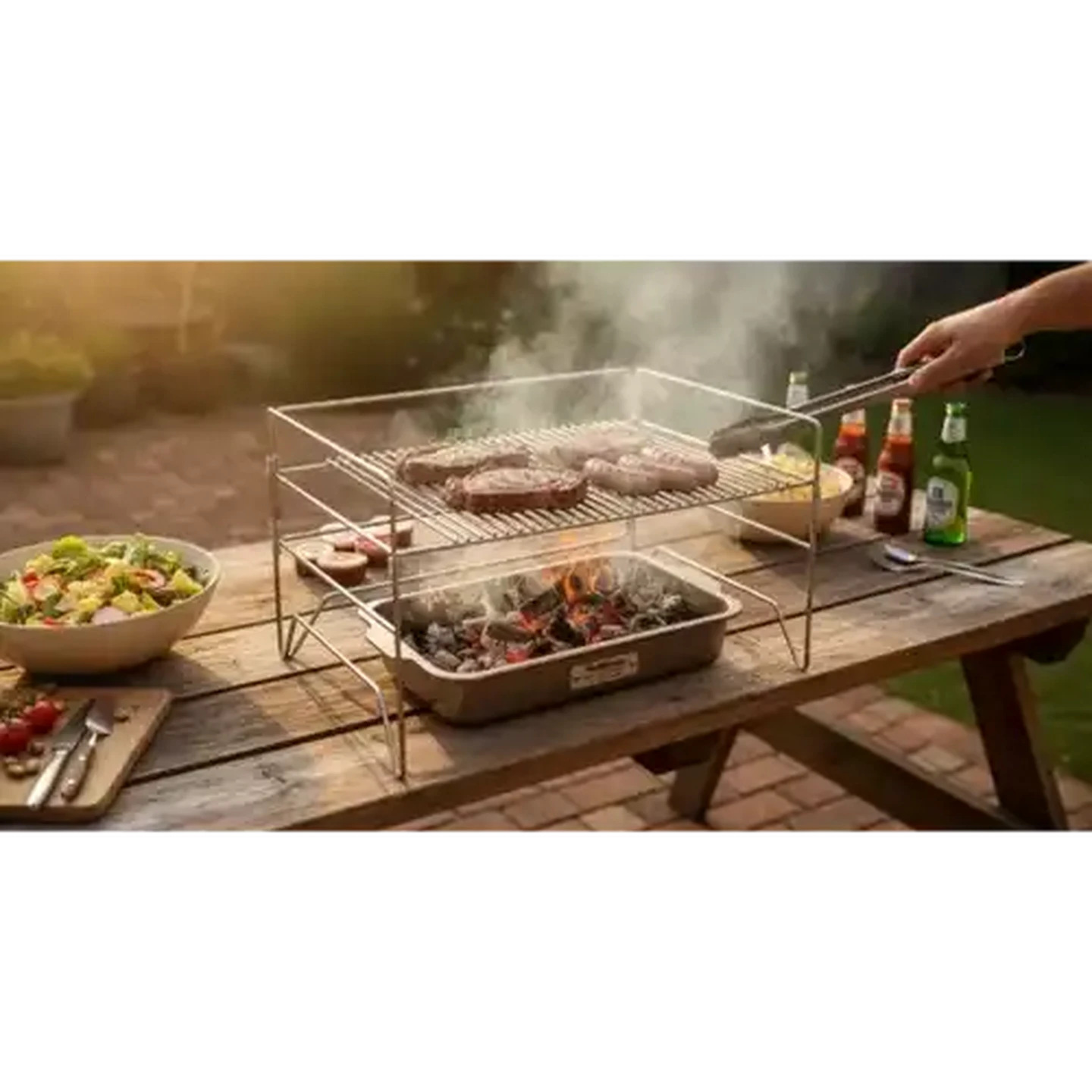 Image of HotRods Silver Stainless Steel Braai V8-Stand 46 x 30cm