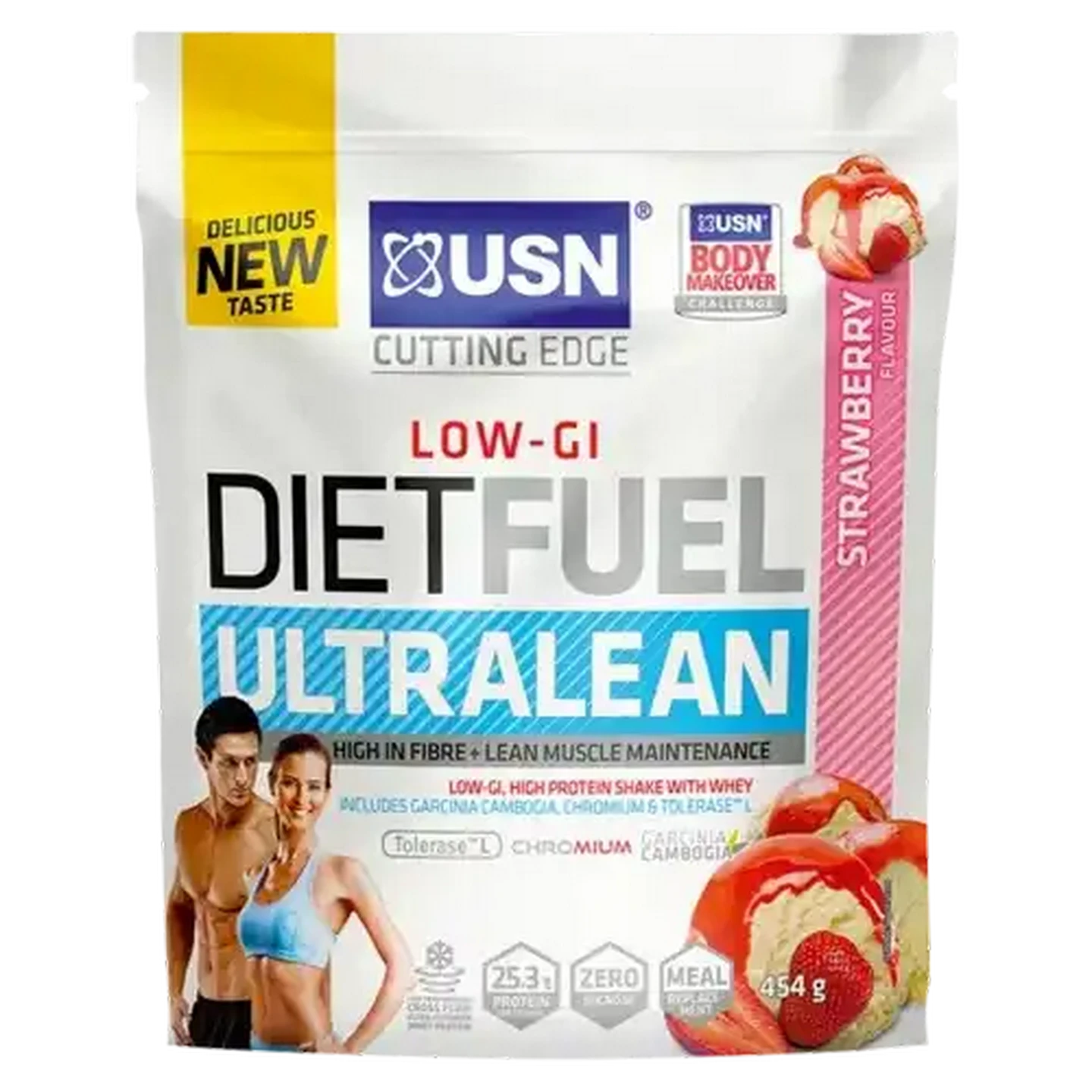 Image of USN Ultralean Low-GI Strawberry Flavoured Diet Fuel 454g