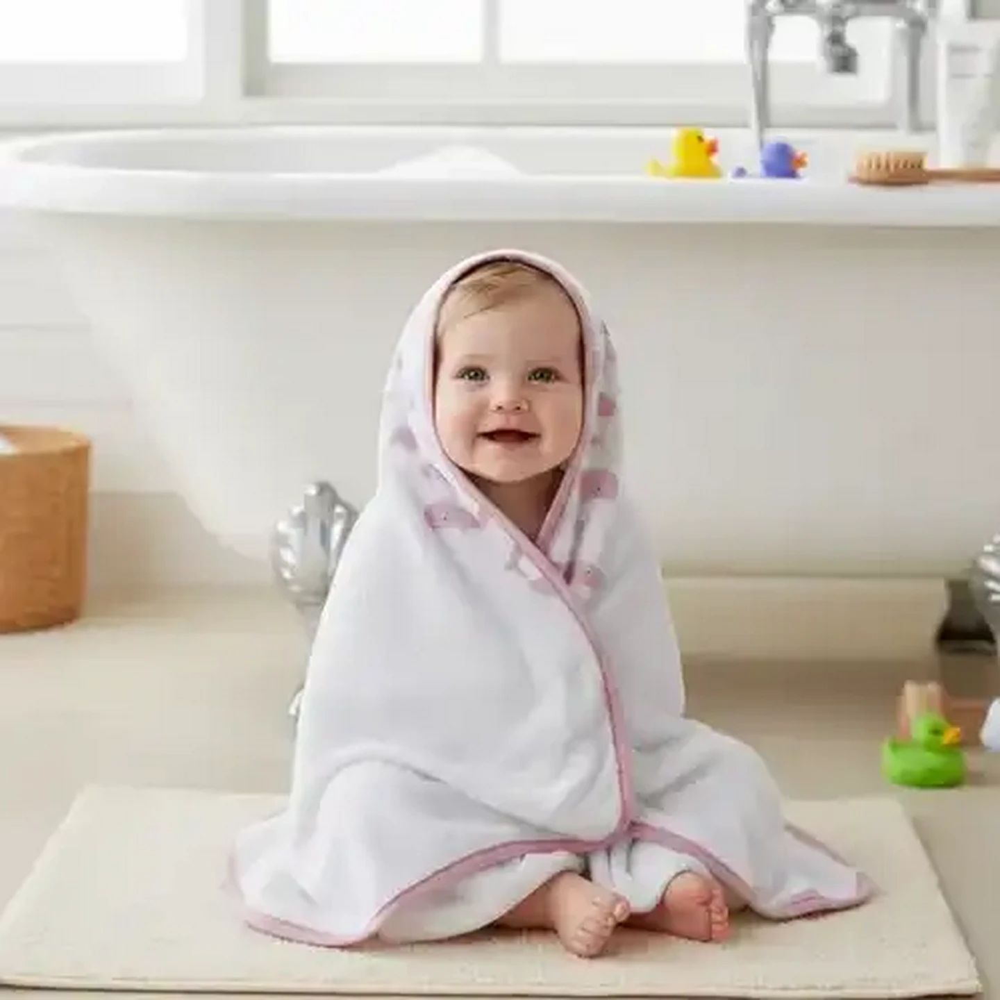 Image of Jolly Tots Basic Printed Hooded Baby Towel 76 x76cm (Print May Vary)