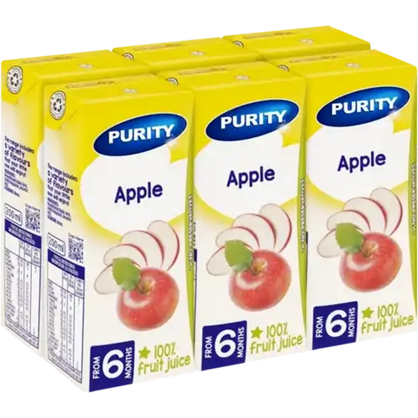 Image of PURITY From 6 Months 100% Apple Fruit Juice 6 x 200ml