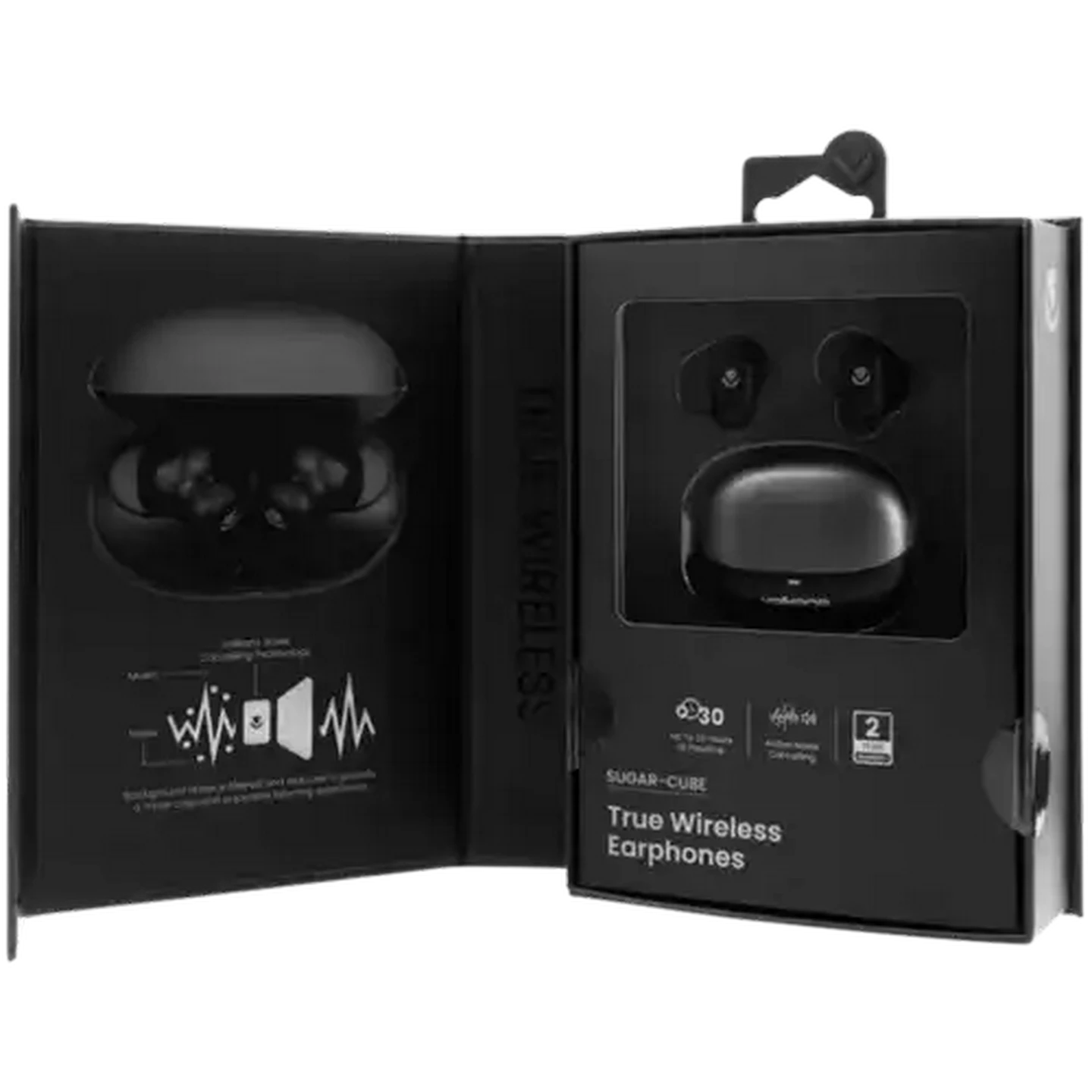 Image of Volkano Black Sugar-Cube Active Noise Cancelling True Wireless Earphones