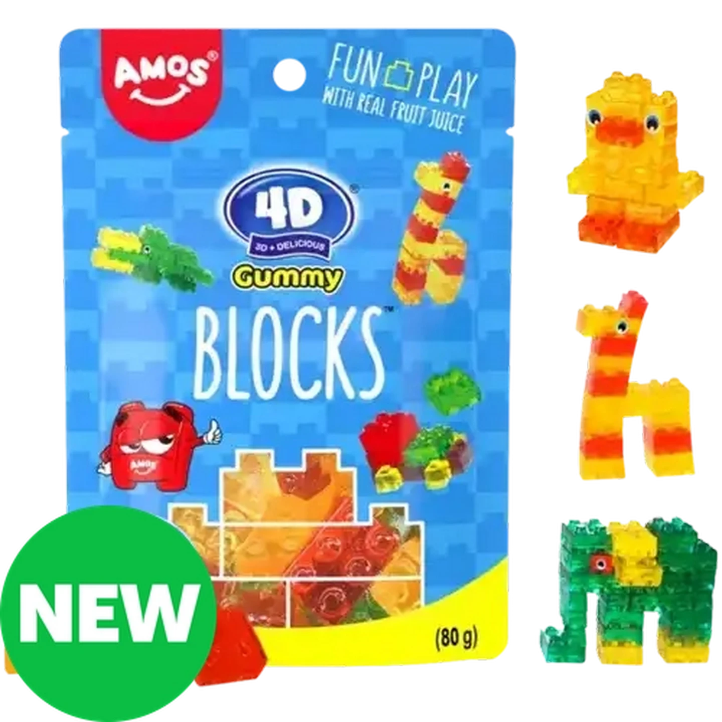 Checkers Sixty60 | Amos Mixed Fruits Flavour 4D Gummy Blocks 80g