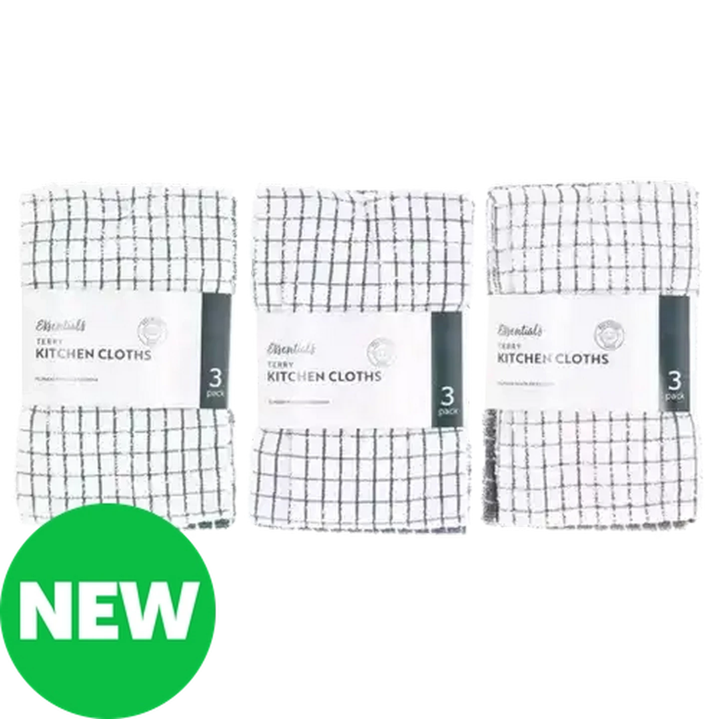 Image of Essentials Poland Kitchen Terry Cloths 3-Pack 38 x 50cm (Colour May Vary)