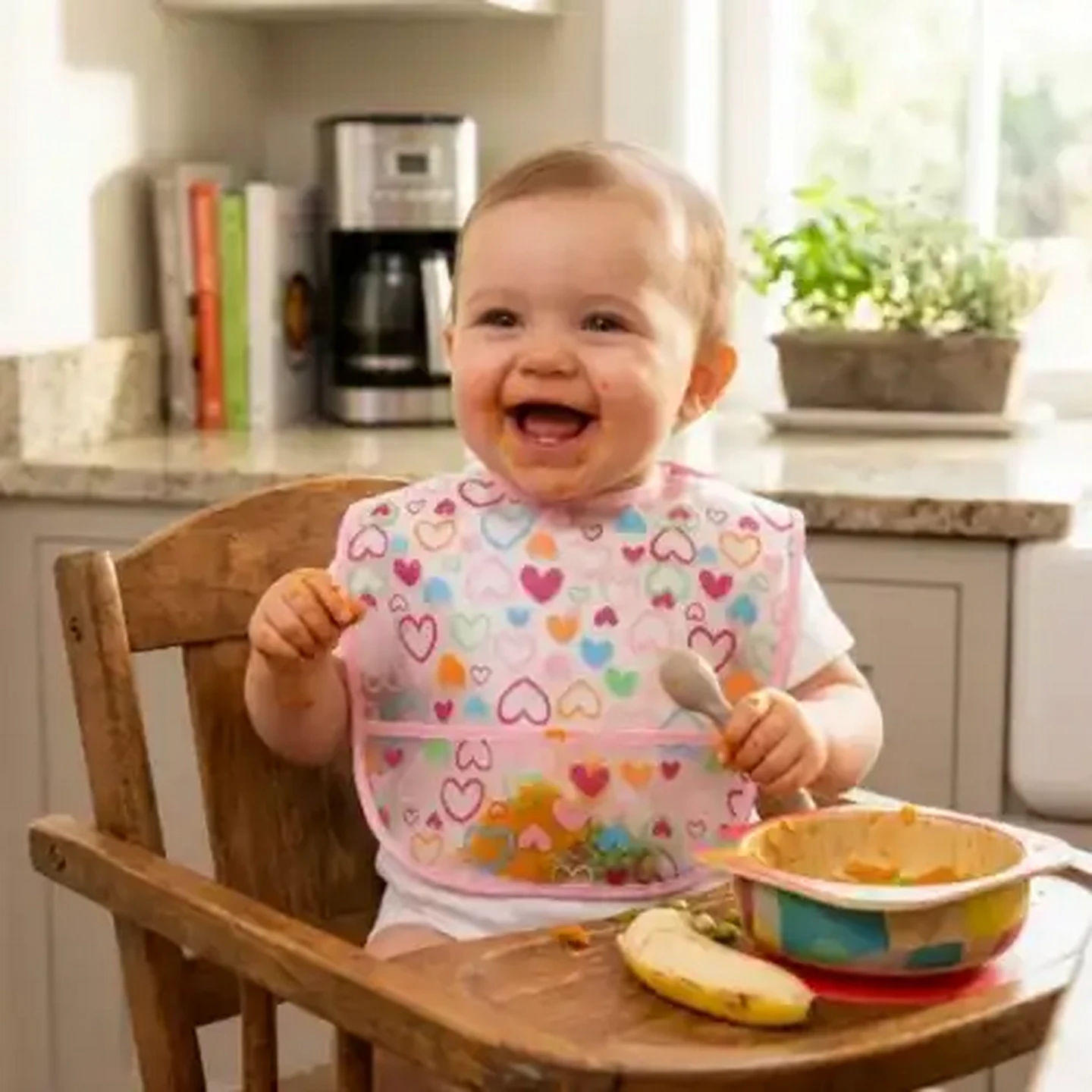 Image of Jolly Tots Basics Hearts Print Baby Bib