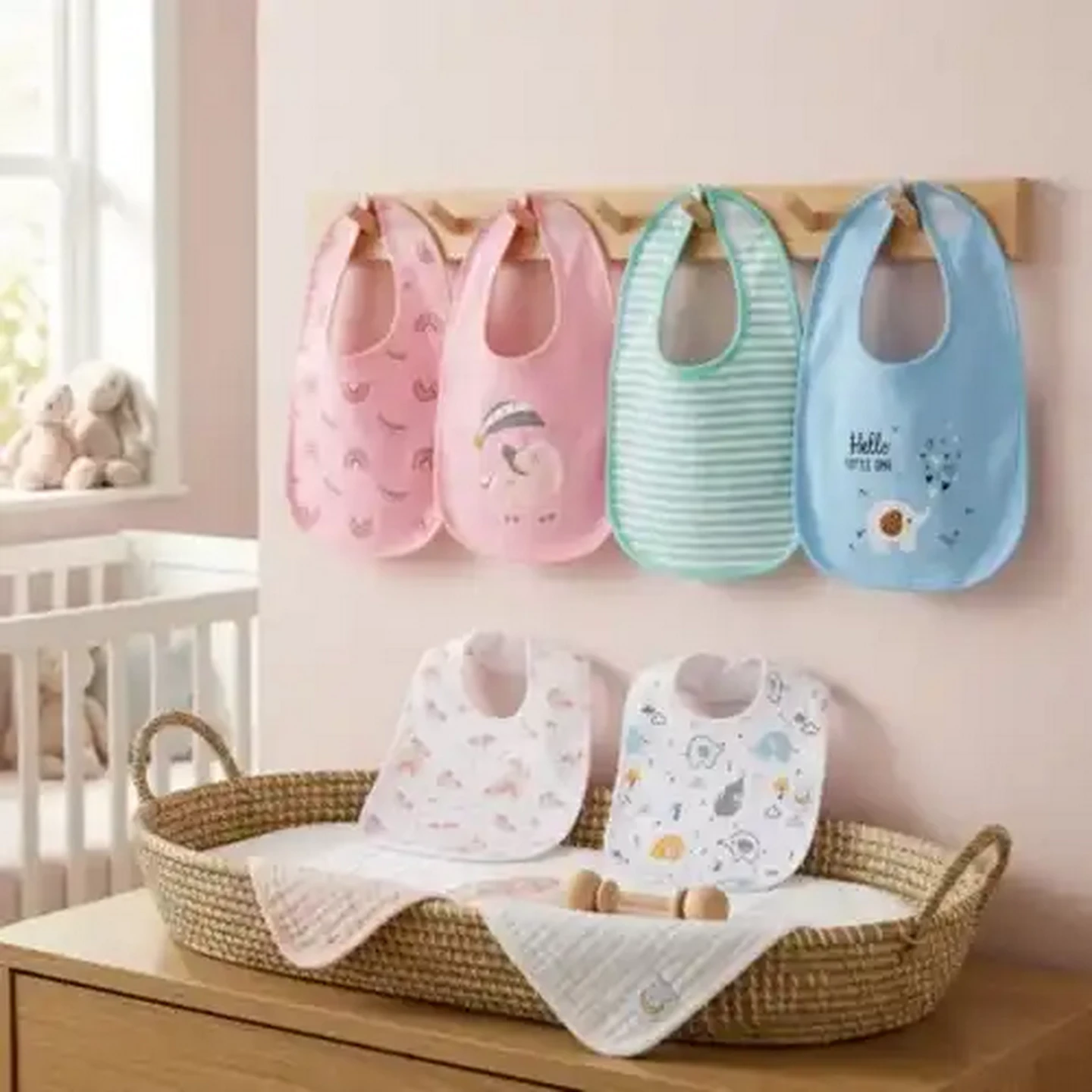 Image of Jolly Tots Knitted Baby Bib 3 Pack (Design May Vary)