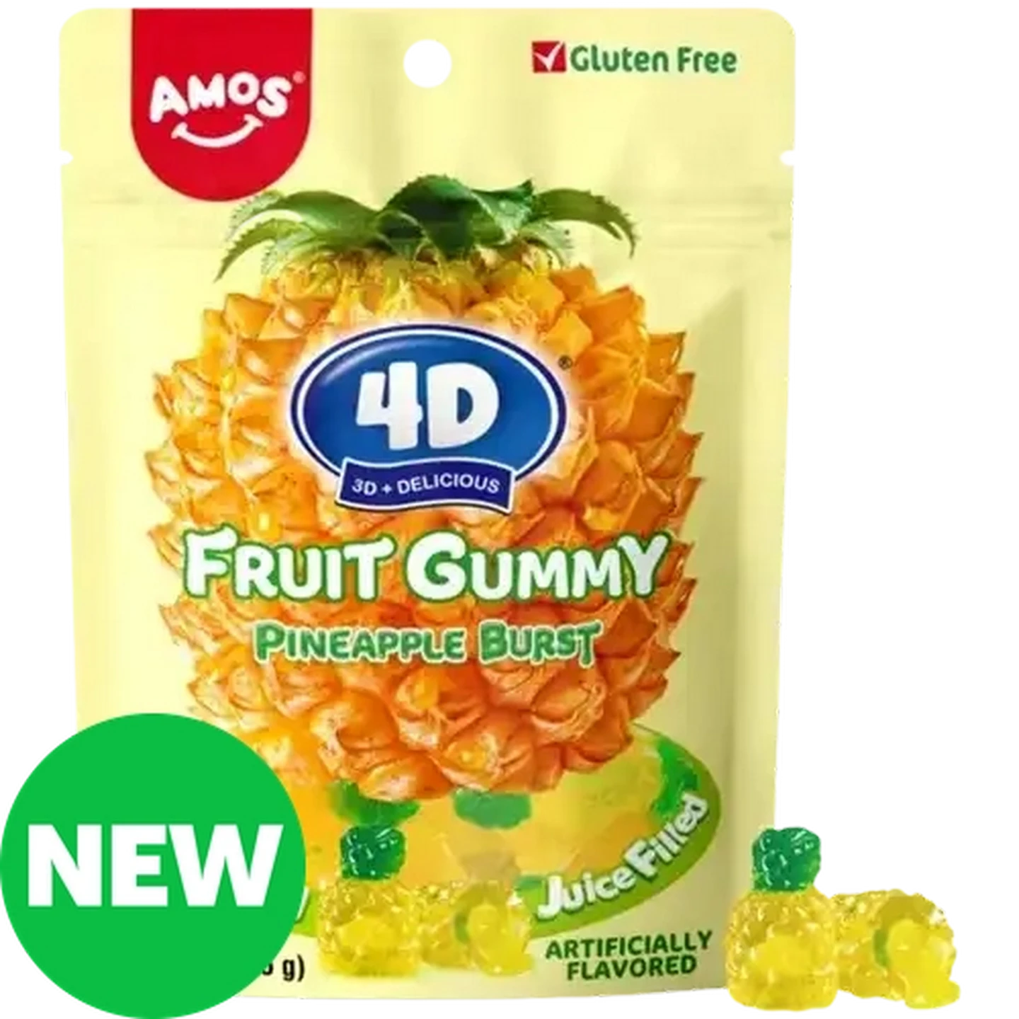 新品　164 GUMMYS Pineapple Yellow Ice Ber Checkers Sixty60 | Amos Pineapple Burst 4D Fruit Gummy 65g