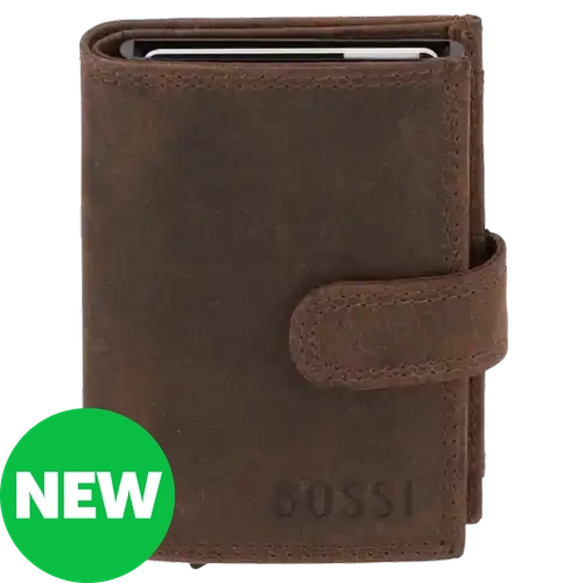 バッグ Re-collection Card Checkers Sixty60 | Bossi Dark Brown Buff Mechanism Leather Cardholder