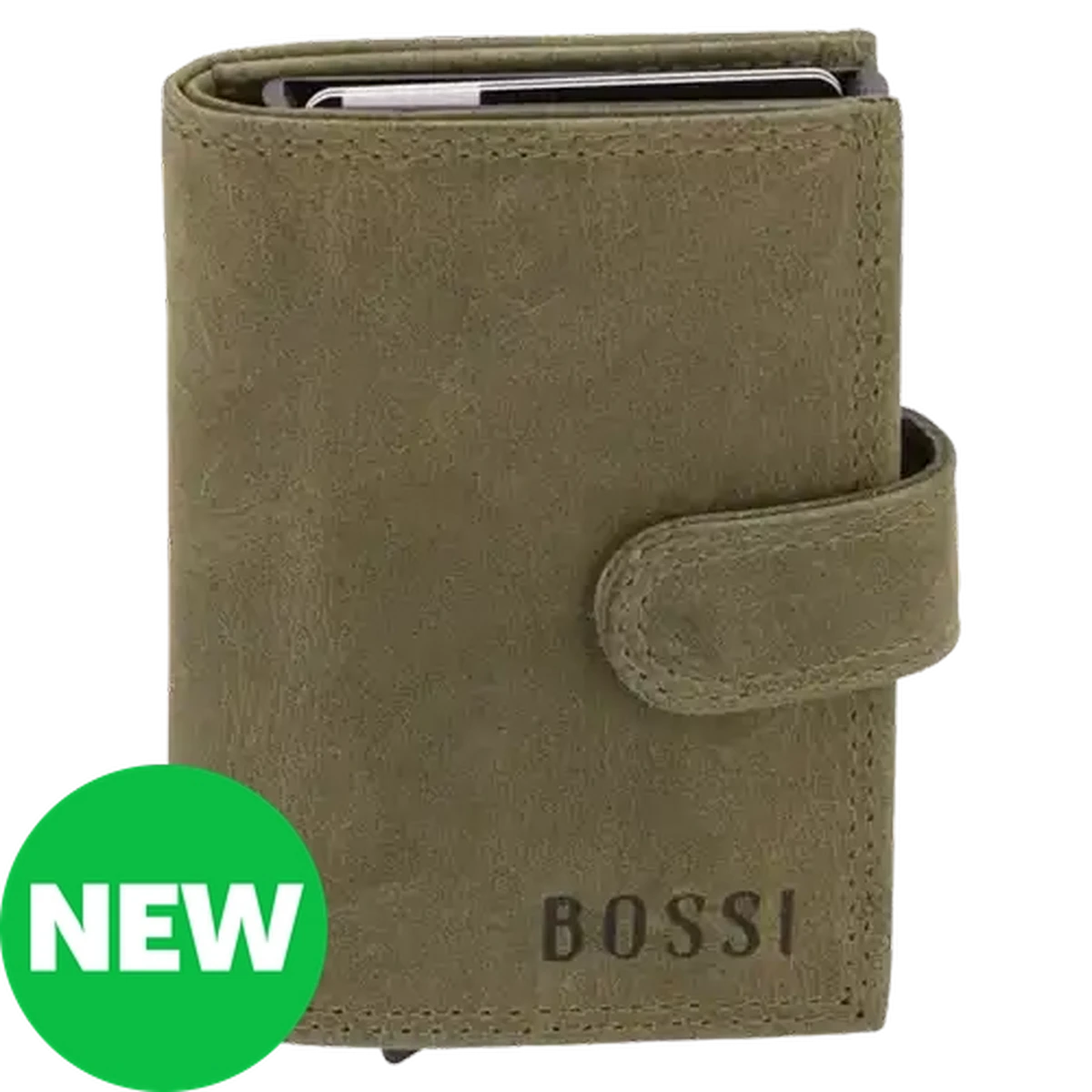 bushdebrunt レディガード letter ブラック オリーブ Checkers Sixty60 | Bossi Green Buff Mechanism Leather Cardholder
