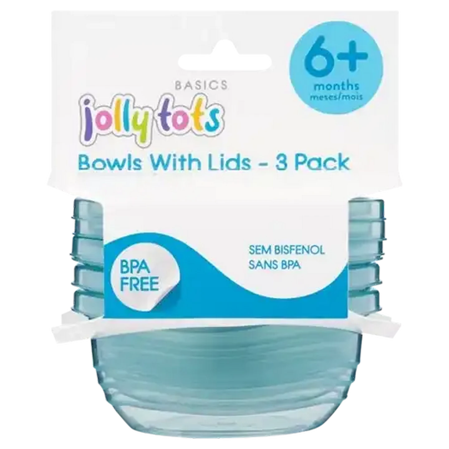 Image of Jolly Tots Bowls with Lids 6 Months + 3-Pack (Colour May Vary)