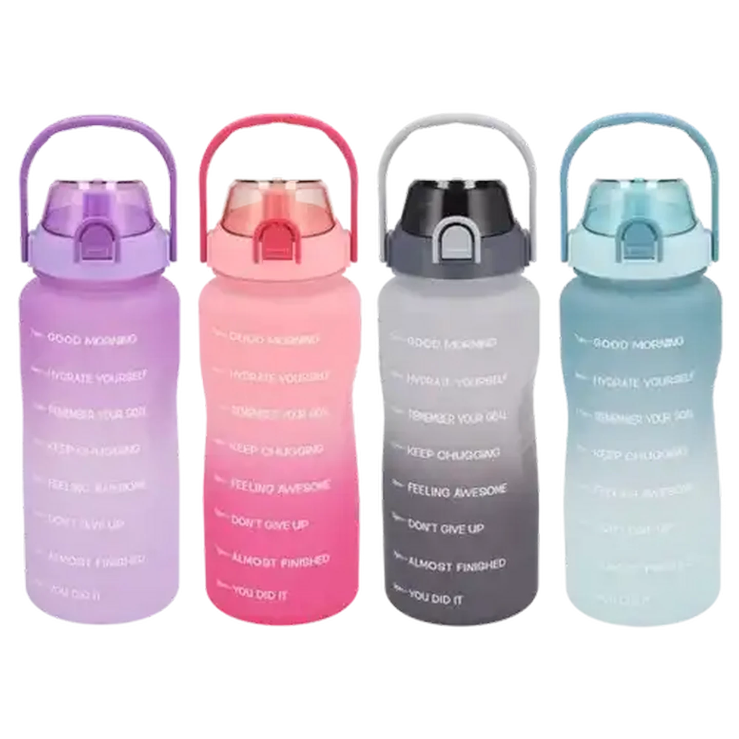 Image of Pink & Grey PETG Bottle With Straw 2L