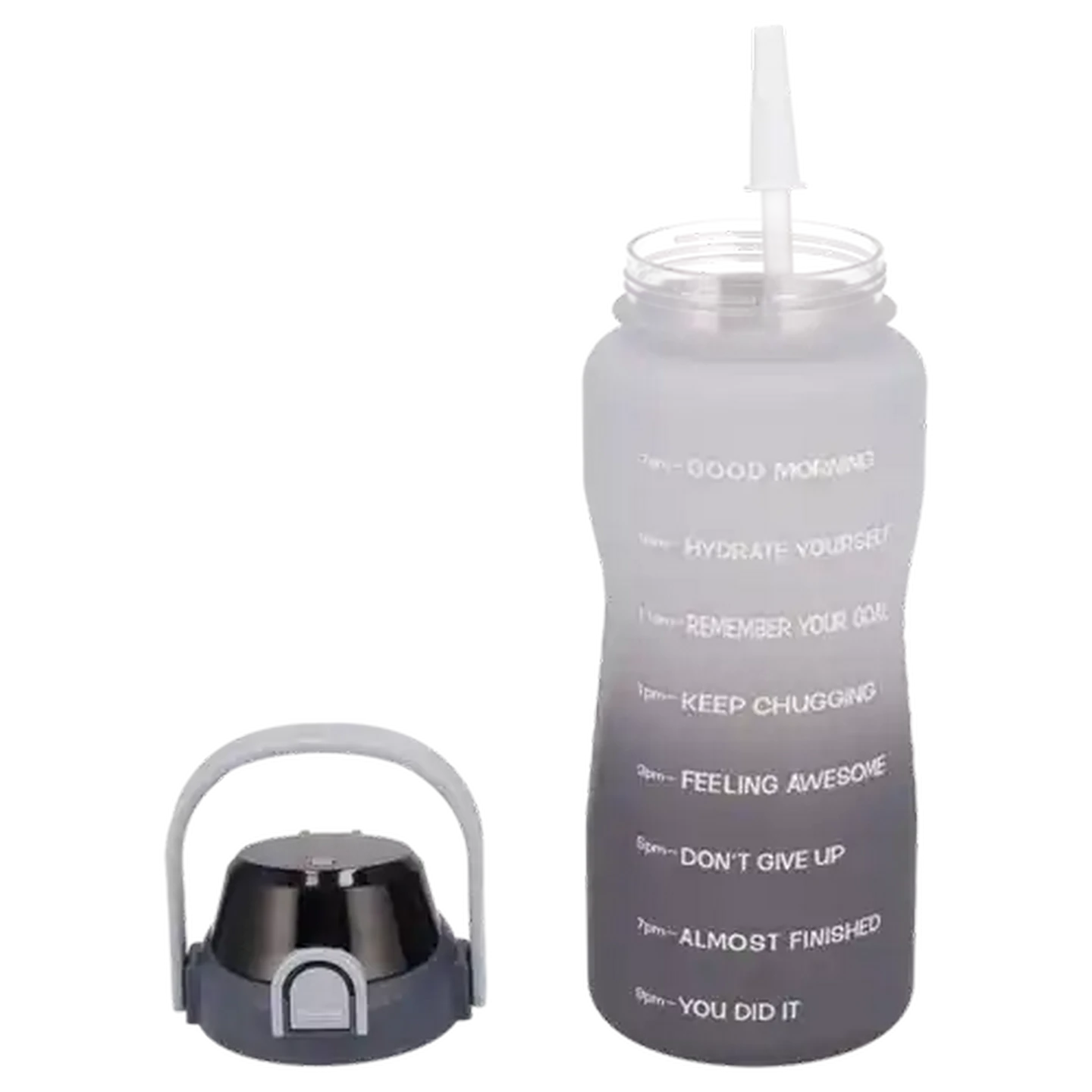 Image of Pink & Grey PETG Bottle With Straw 2L