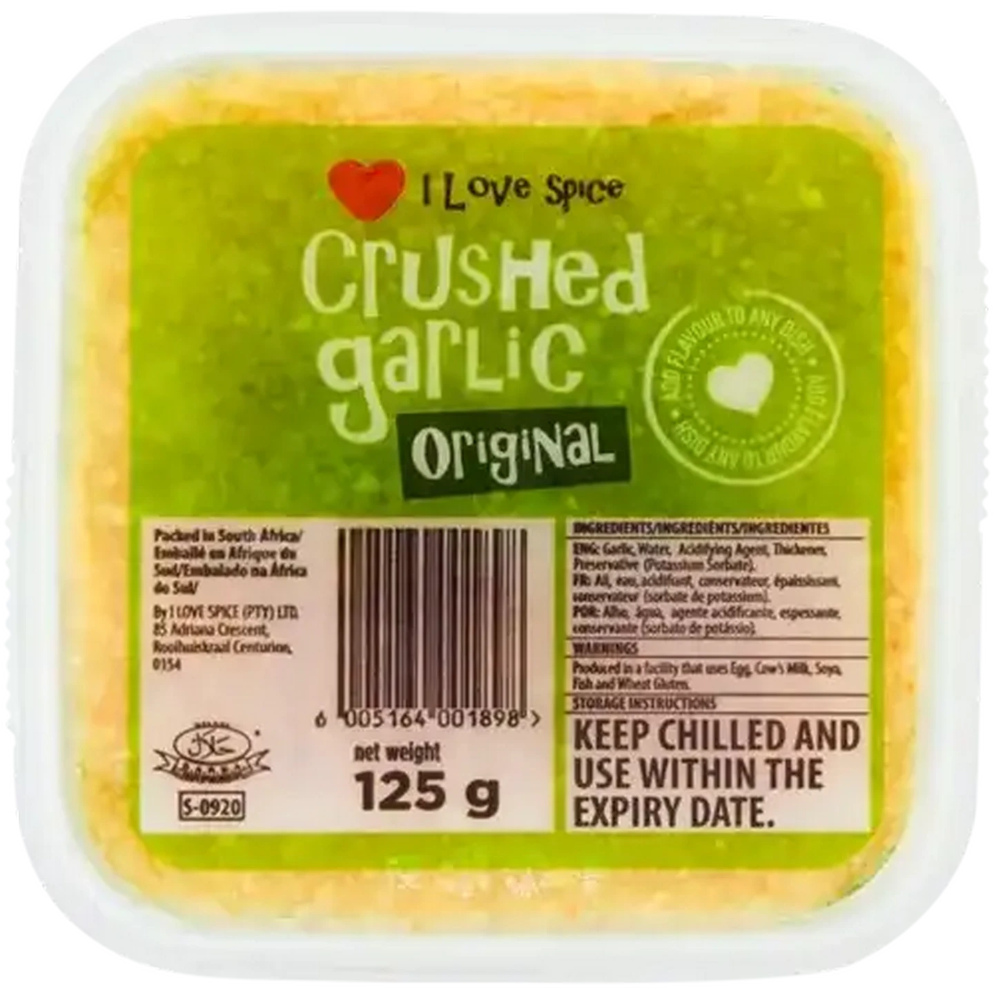 Image of I Love Spice Crushed Garlic 125g