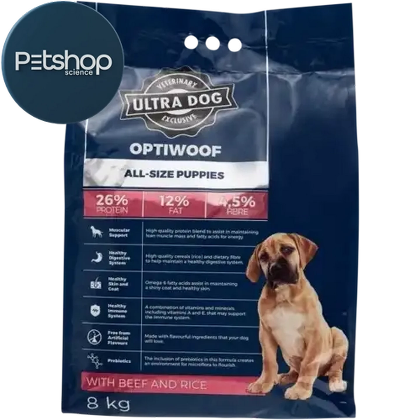 洋楽 4 DOG Checkers Sixty60 | Ultra Pet Optiwoof Puppy Food With Beef & Rice 8kg