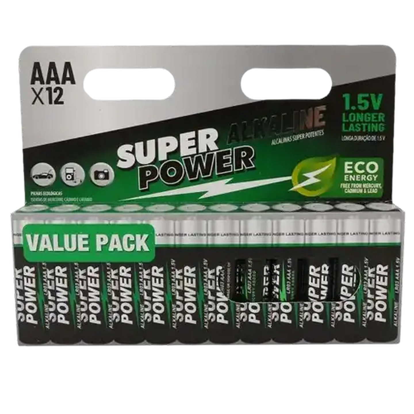 Image of Super Power AAA Alkaline Batteries 12-Pack