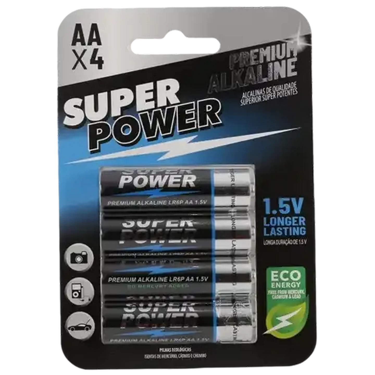 Image of Super Power Premium AA Alkaline Batteries 4-Pack