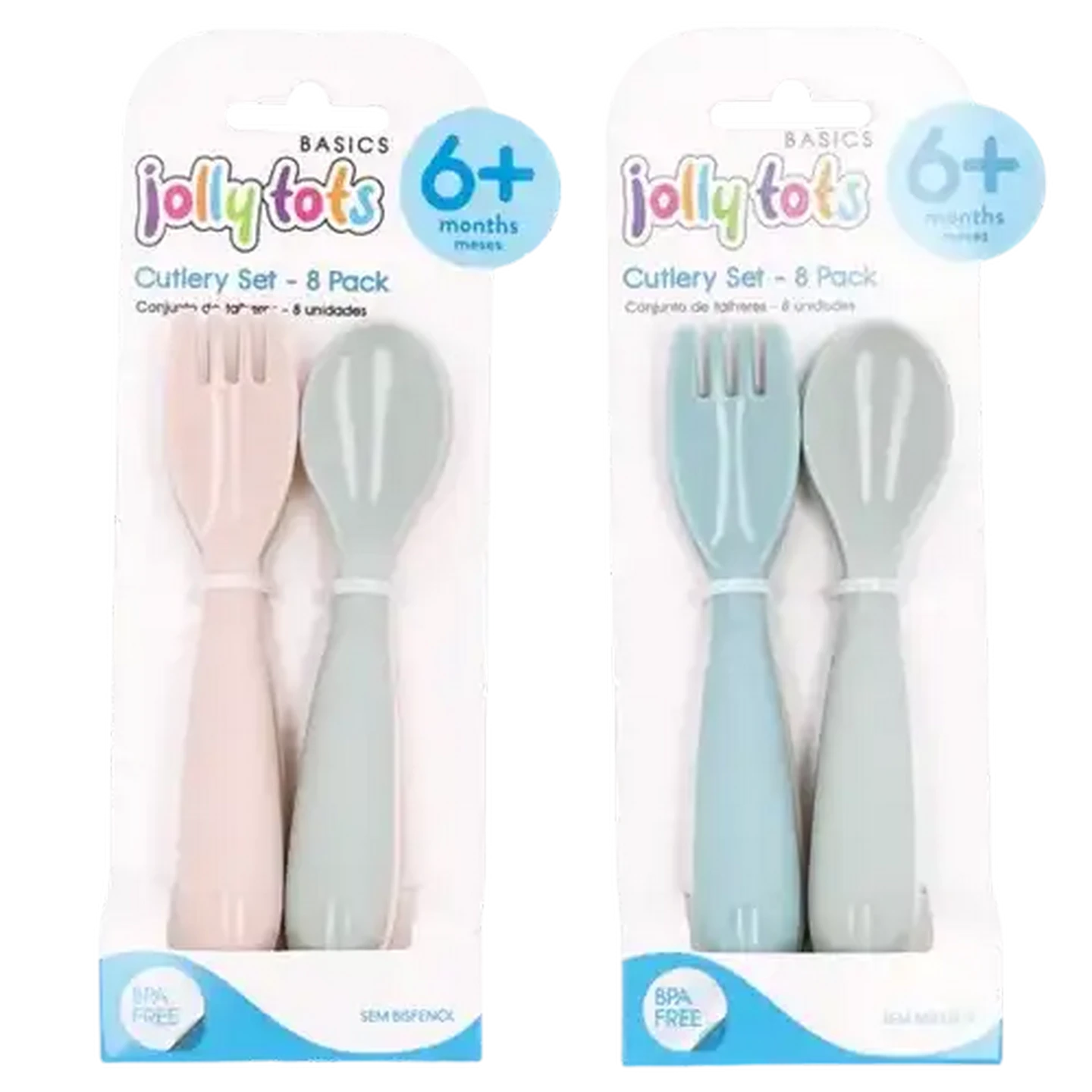 Image of Jolly Tots Fork & Spoon Cutlery Set 6 Months + 8-Pack (Colour May Vary)