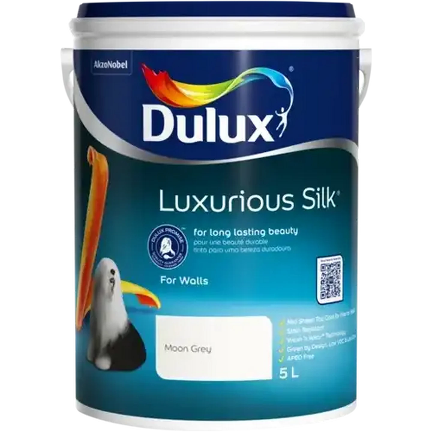 Image of Dulux Luxurious Silk Moon Grey Moon Grey Interior Mid Sheen Wall Paint 5L