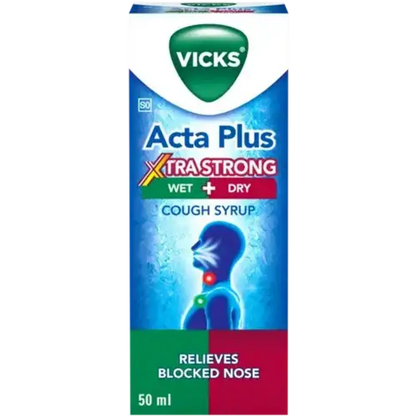 Image of Vicks Acta Plus Xtra Strong Wet & Dry Cough Syrup 50ml