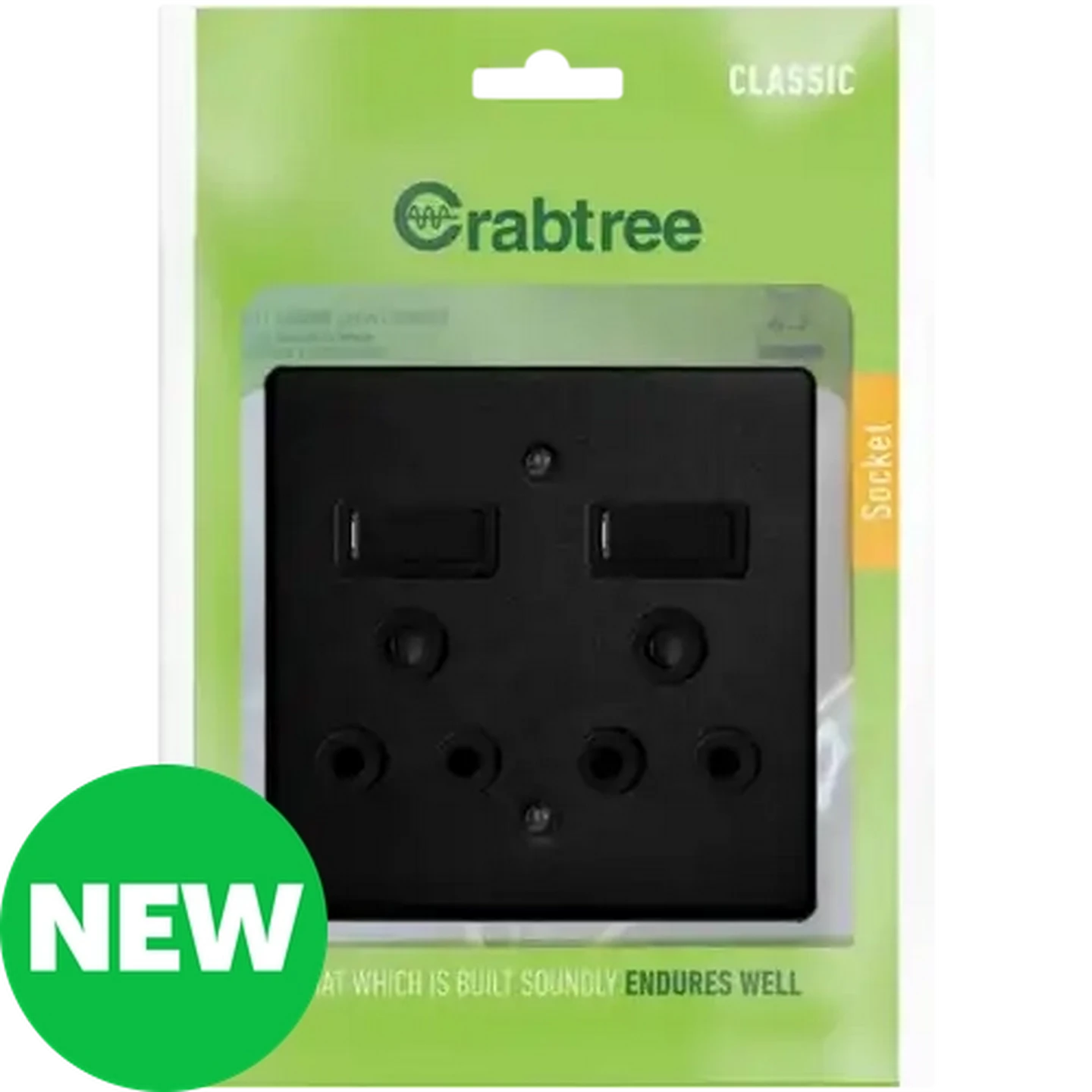 Image of Crabtree Classic Black Double Switch Socket