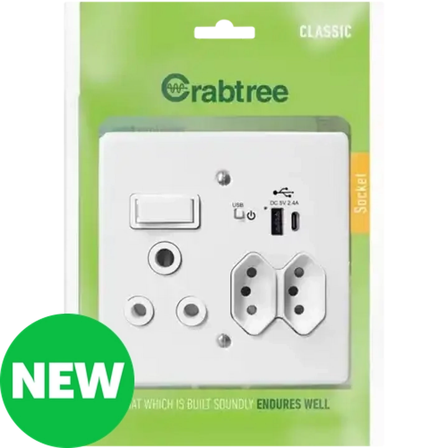 Image of Crabtree Classic White USB “A+C” 16A Combo Socket