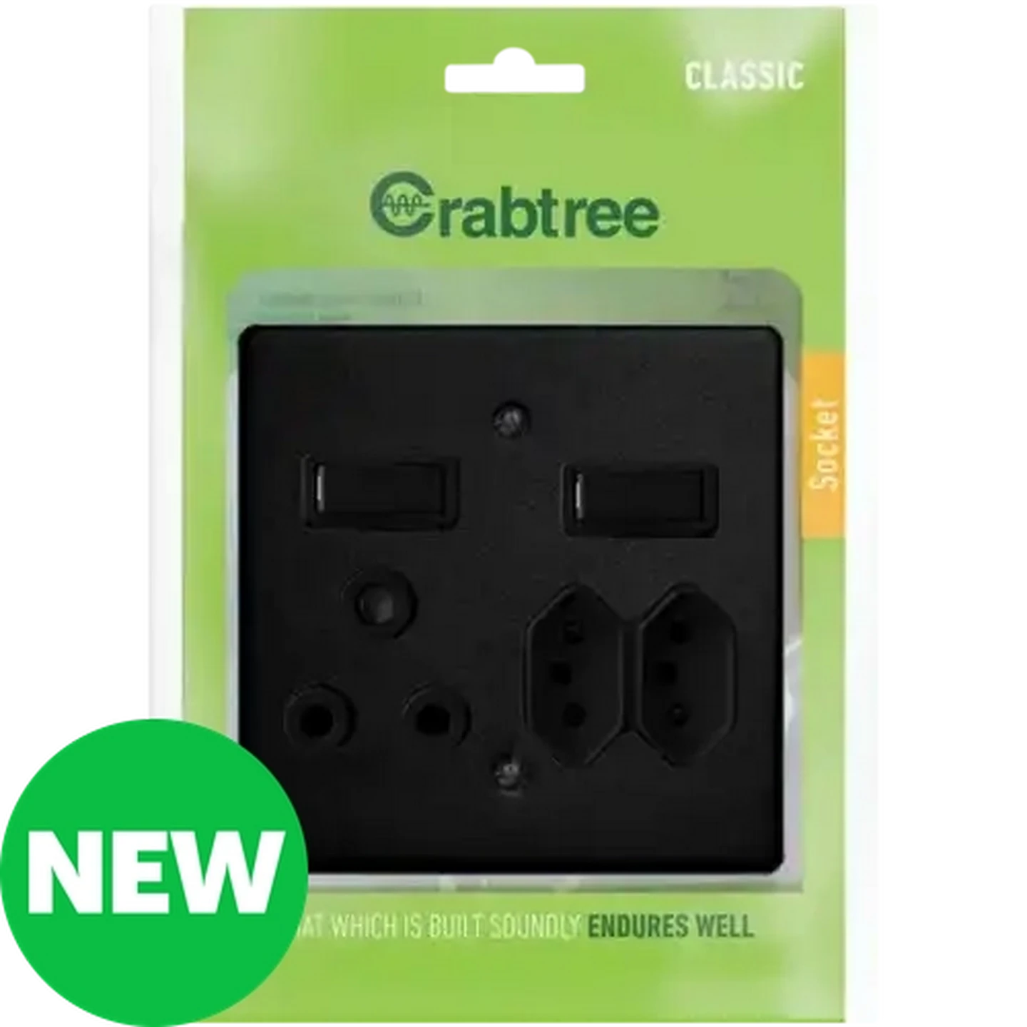 Image of Crabtree Classic Black Monoblock Combo Socket