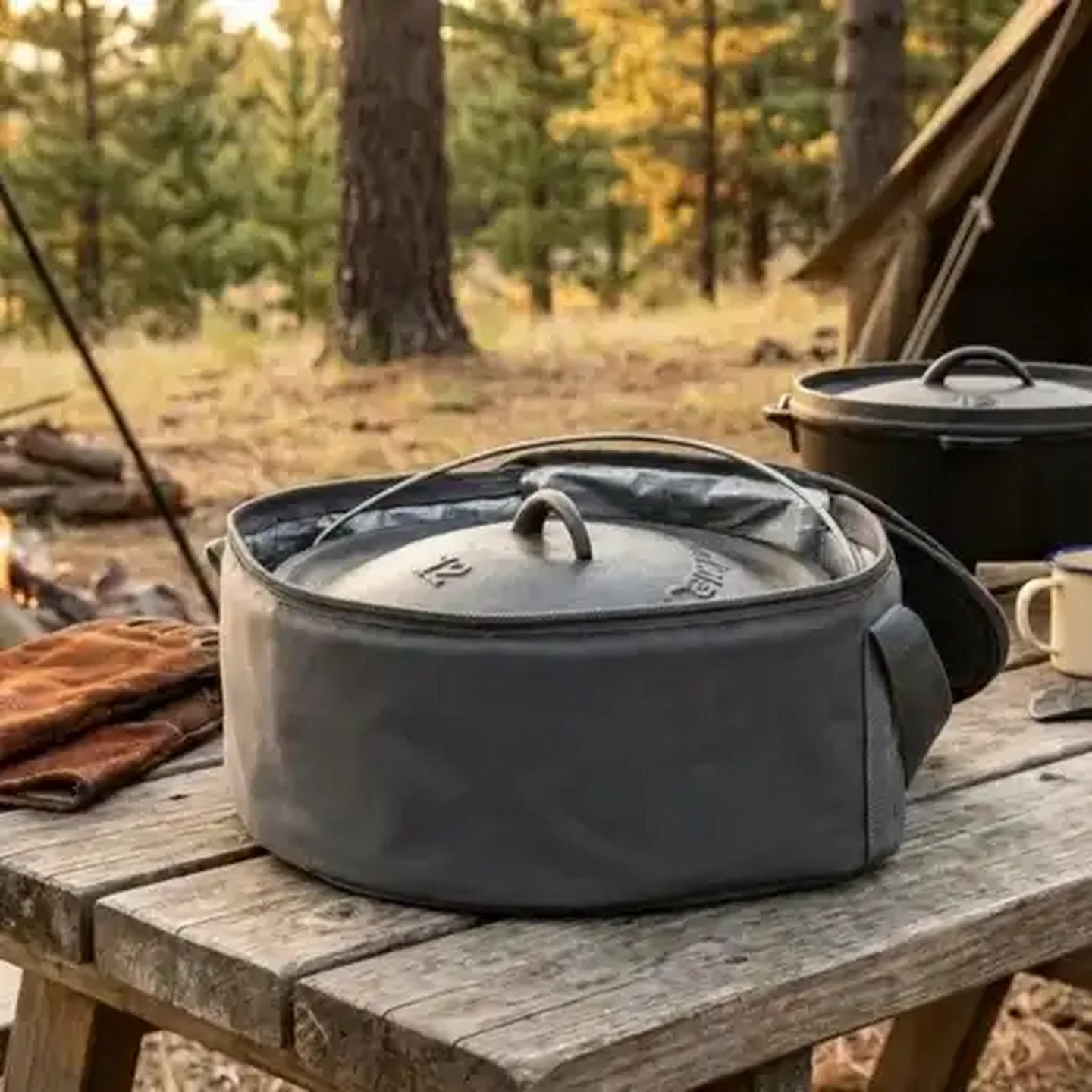 Checkers Sixty60 | Camp Cover Charcoal Potjie Cover No. 12 Flat