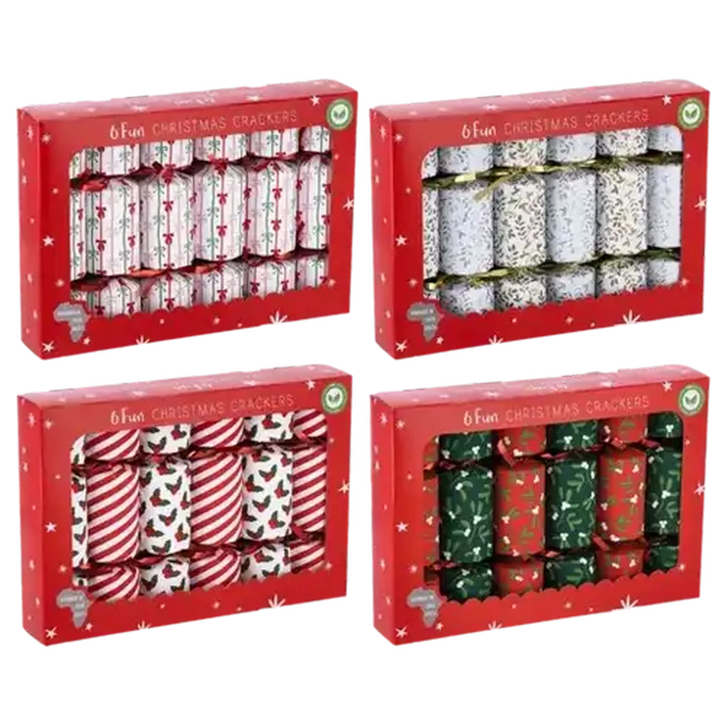 Image of Christmas Petite Printed Crackers 6-Pack  (Colour May Vary)