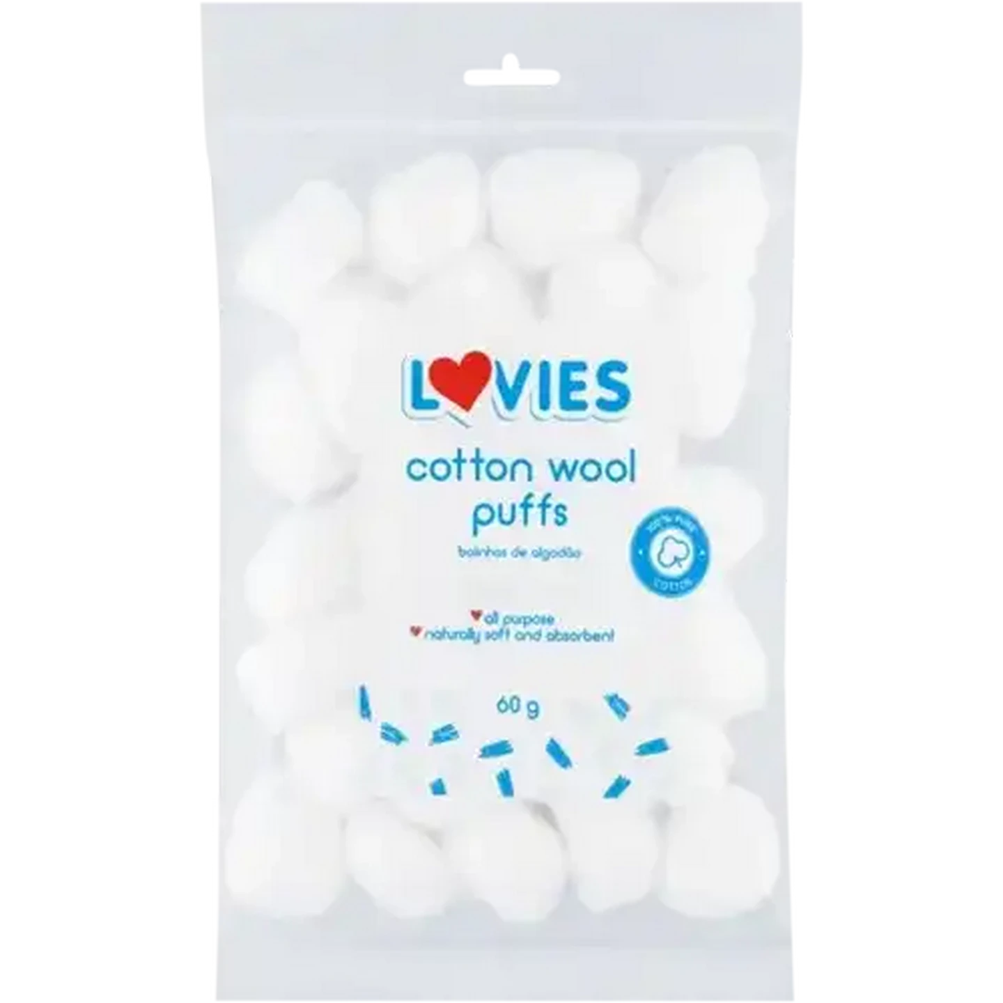 Image of Lovies Cotton Wool Puffs 60g