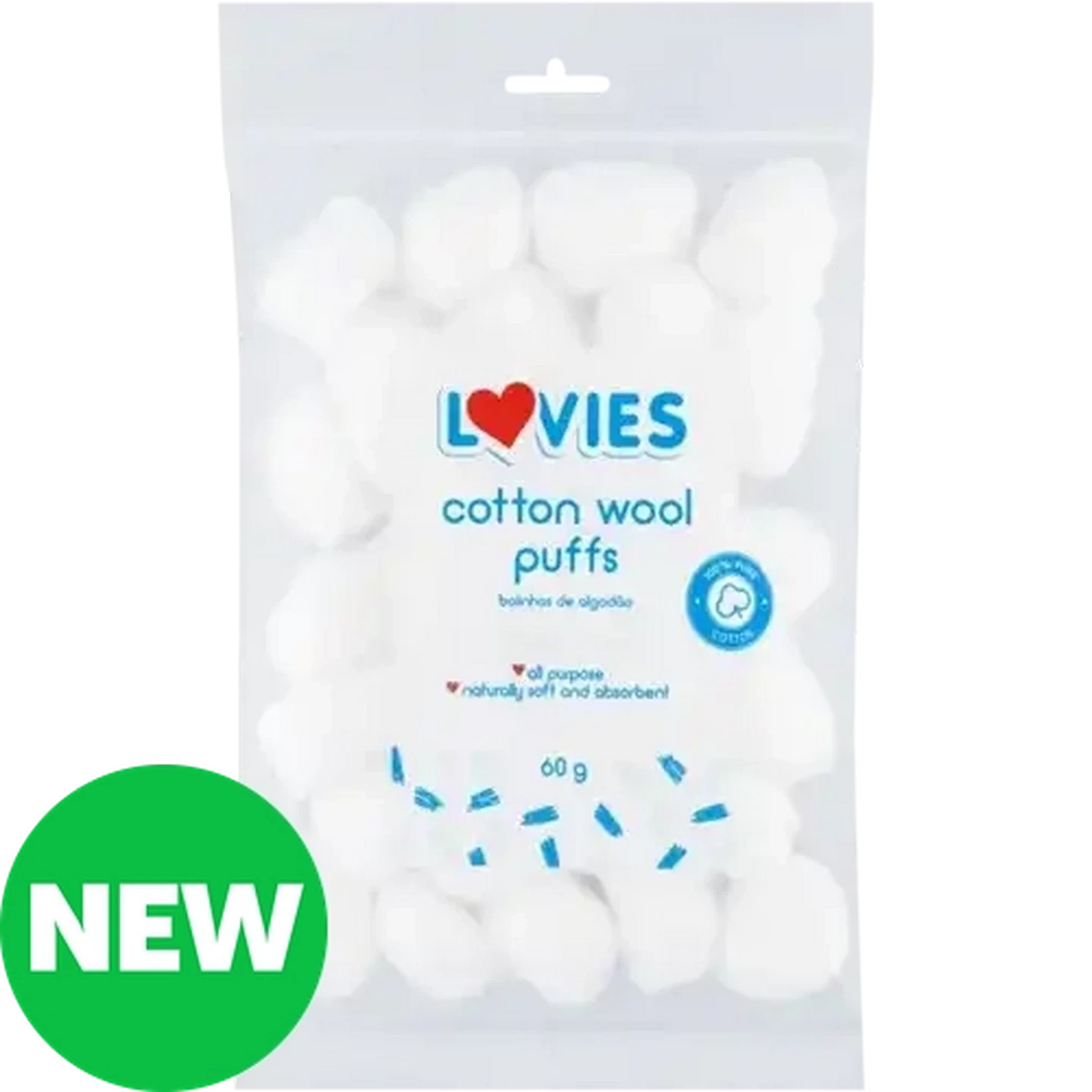 Image of Lovies Cotton Wool Puffs 60g