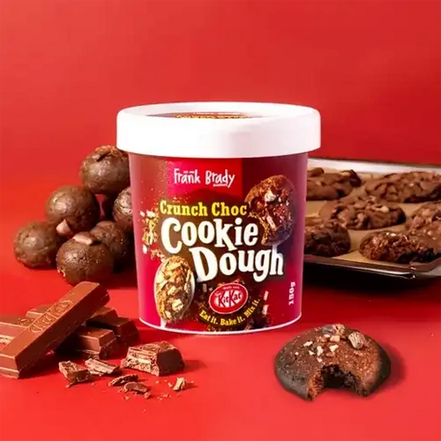 Image of Frank Brady KitKat Crunch Choc Frozen Cookie Dough 150g