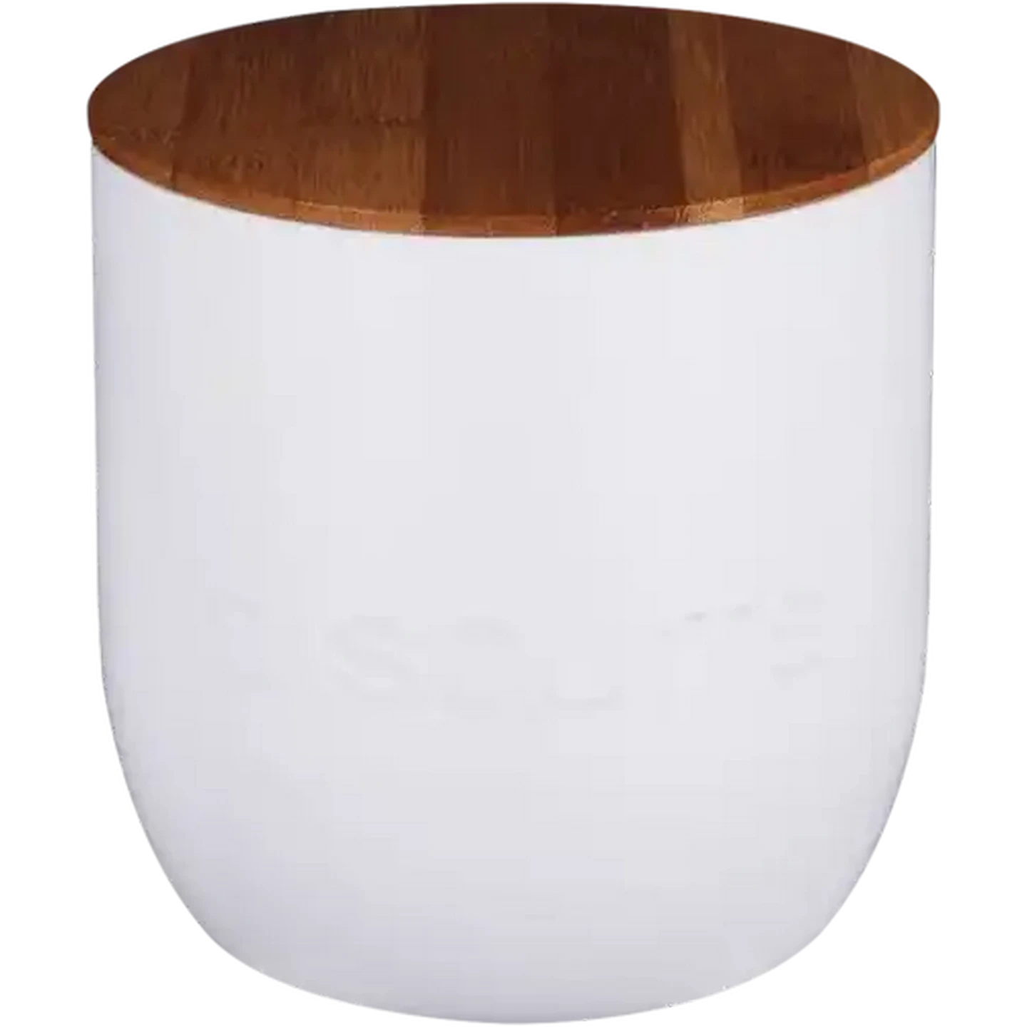 Image of Embossed White Biscuit Tin with Bamboo Lid