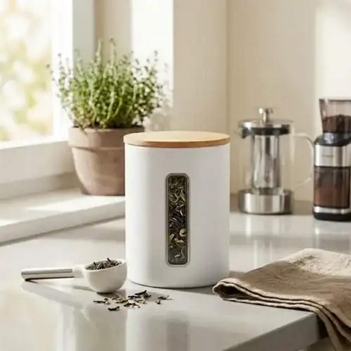 Image of Sand Small Tin Canister with Window