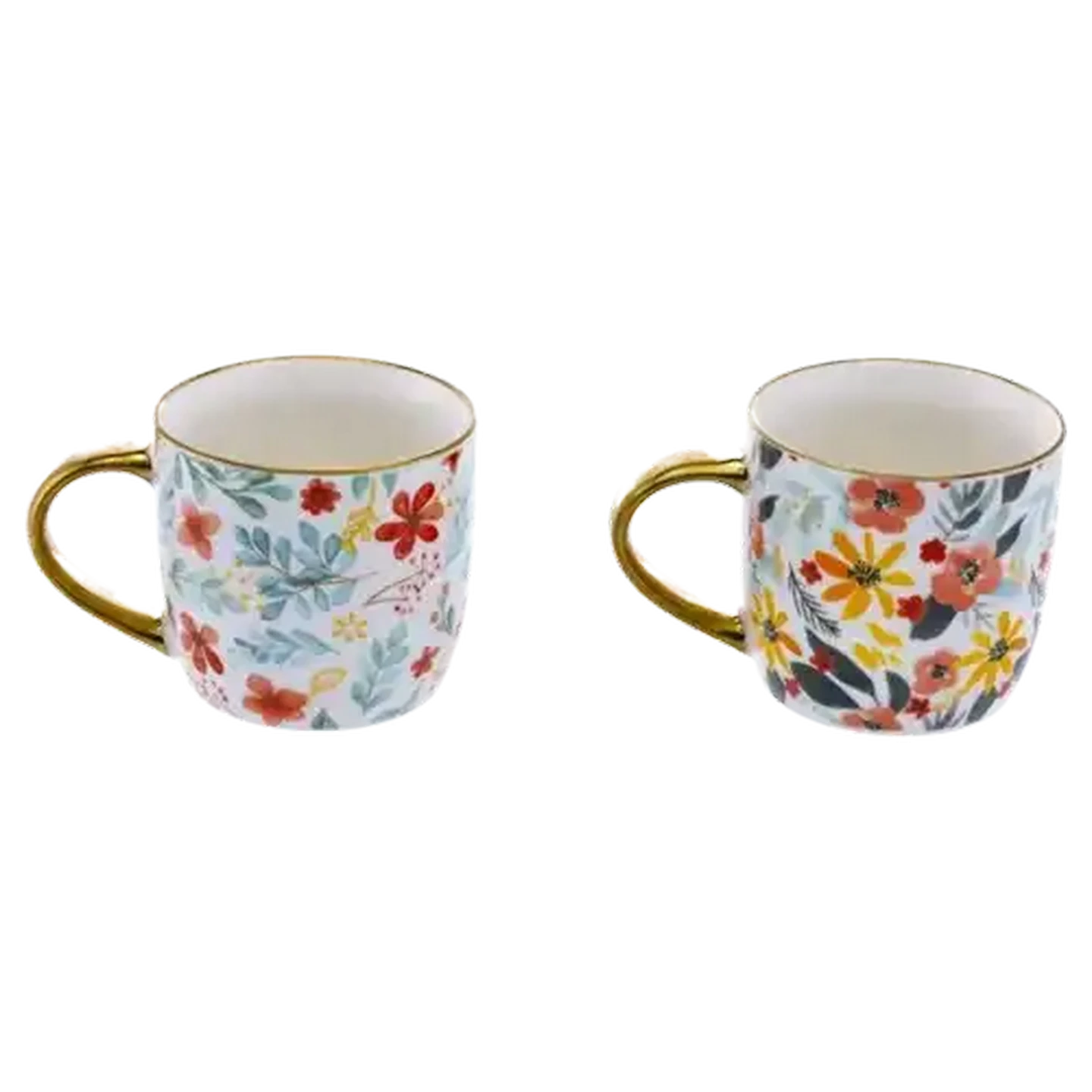 Image of Floral Gold Rim Coffee Mug 400ml (Colour May Vary)