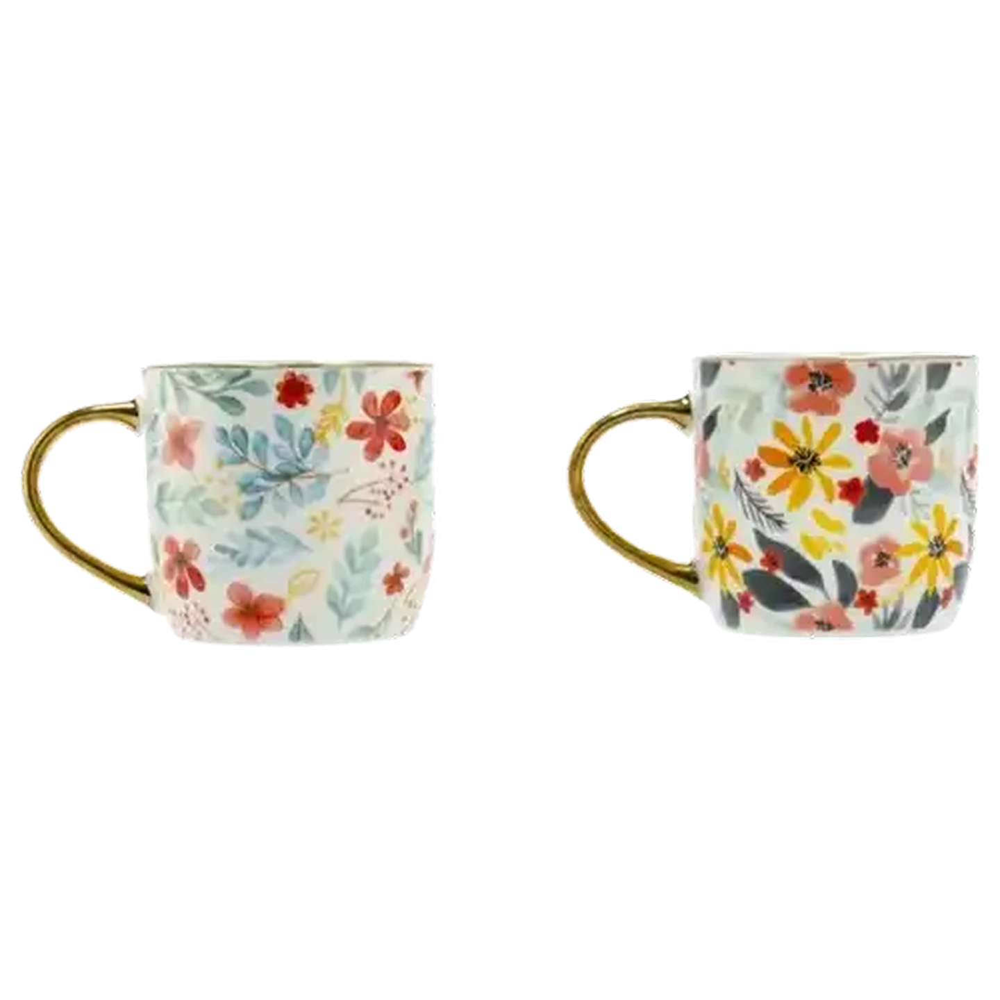 Image of Floral Gold Rim Coffee Mug 400ml (Colour May Vary)