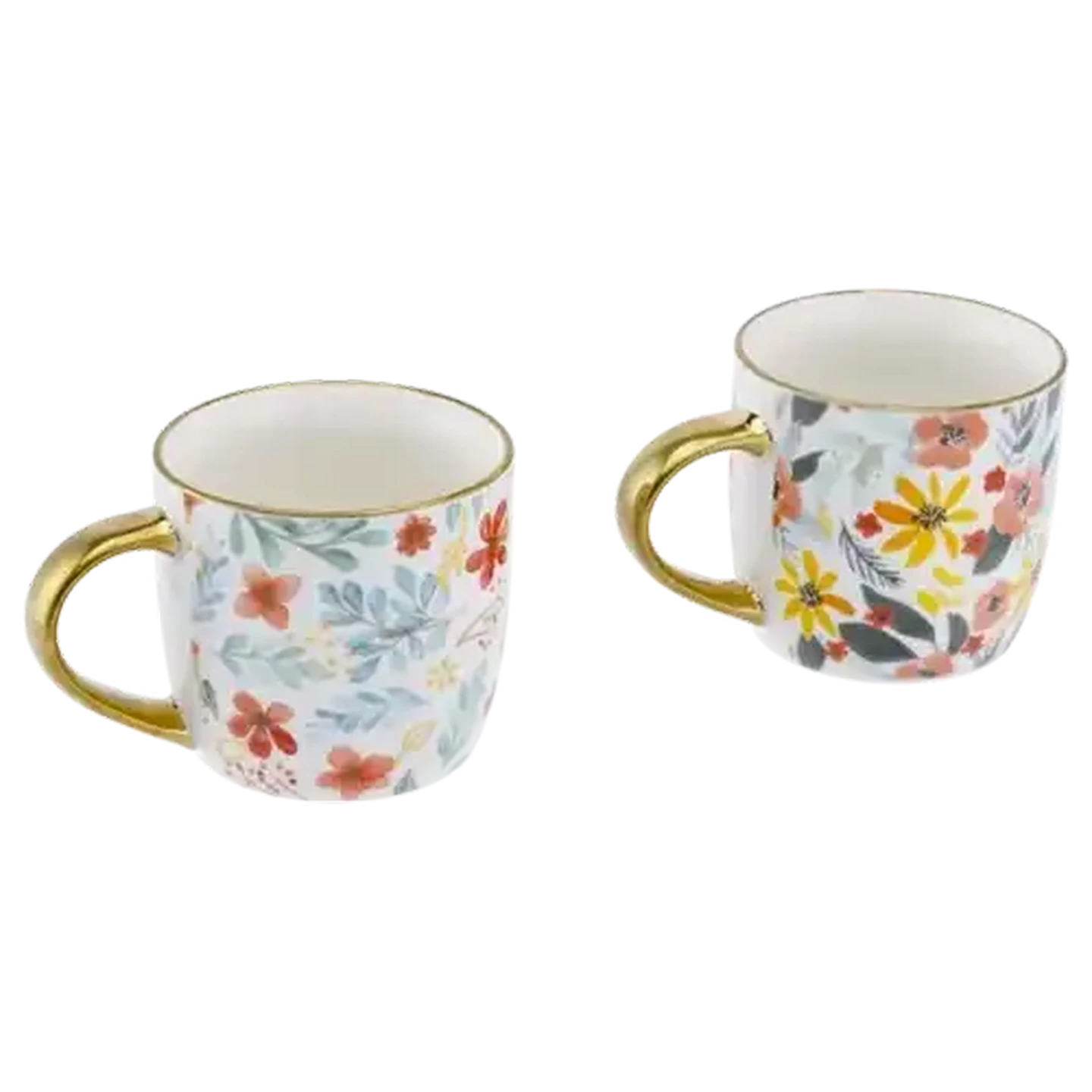 Image of Floral Gold Rim Coffee Mug 400ml (Colour May Vary)