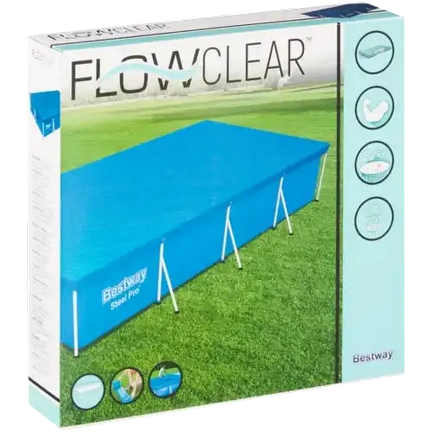 Image of Bestway Flowclear Blue Steel Pro Pool Cover 400 x 211 x 81 cm (Colour May Vary)