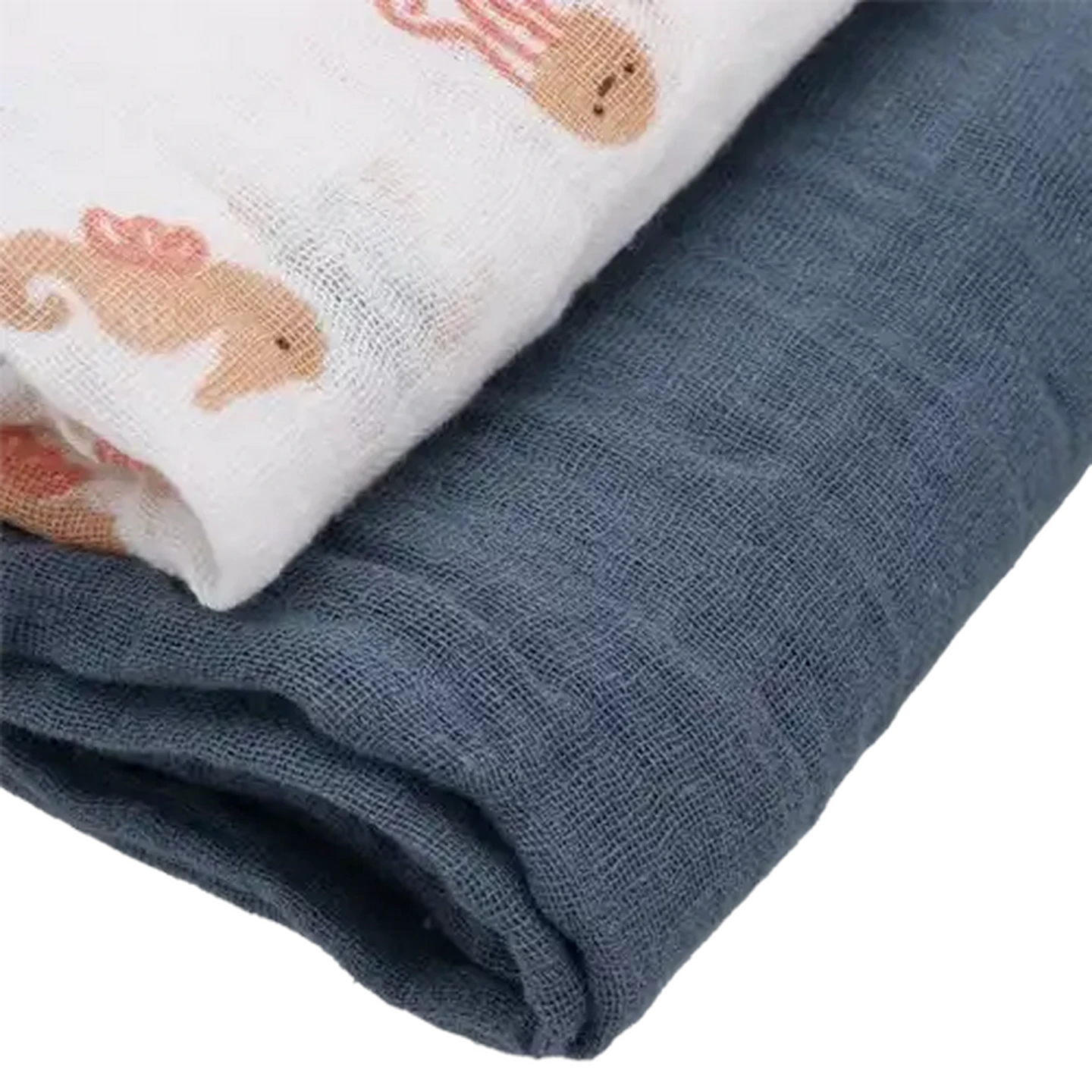 Image of Jolly Tots White Muslin Cotton Blanket 120 x 120cm 2-Pack (Design May Vary)