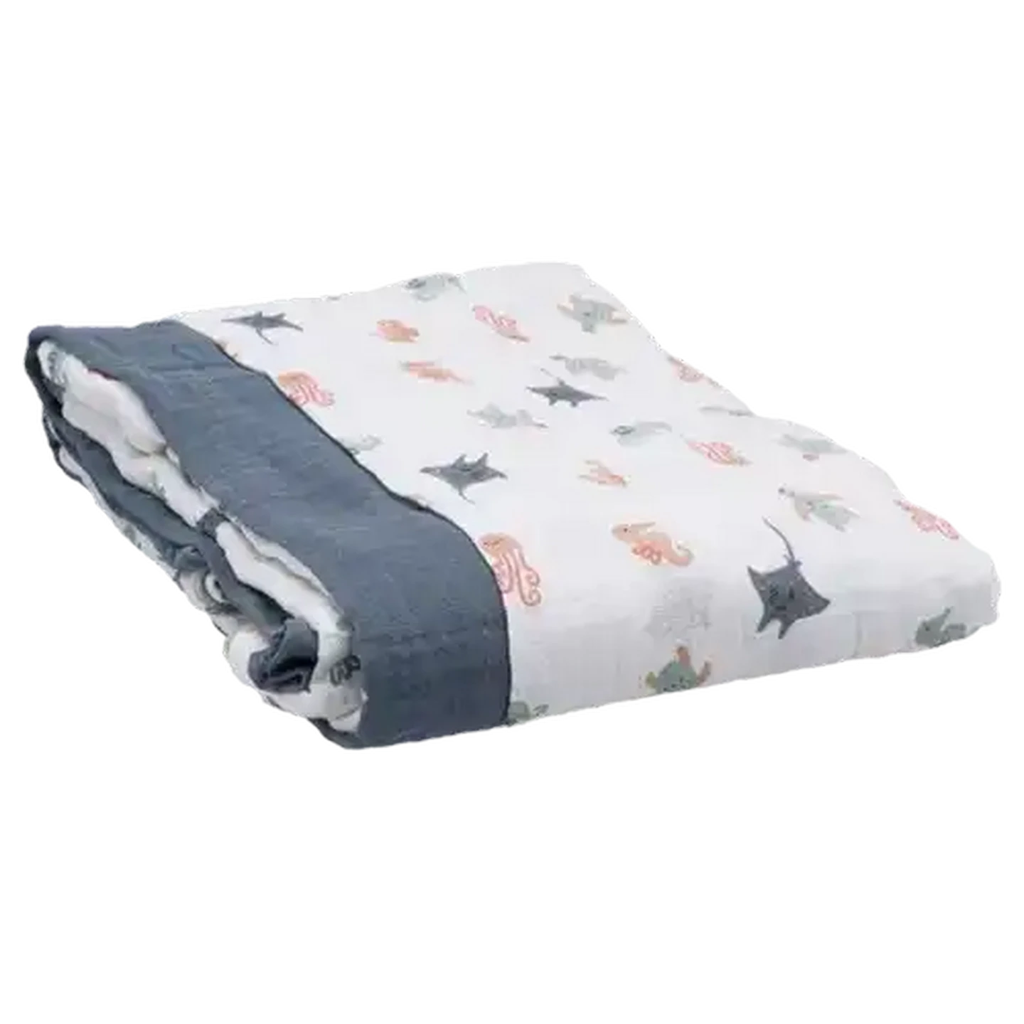 Image of Jolly Tots White Muslin Cotton Blanket 120 x 120cm 2-Pack (Design May Vary)