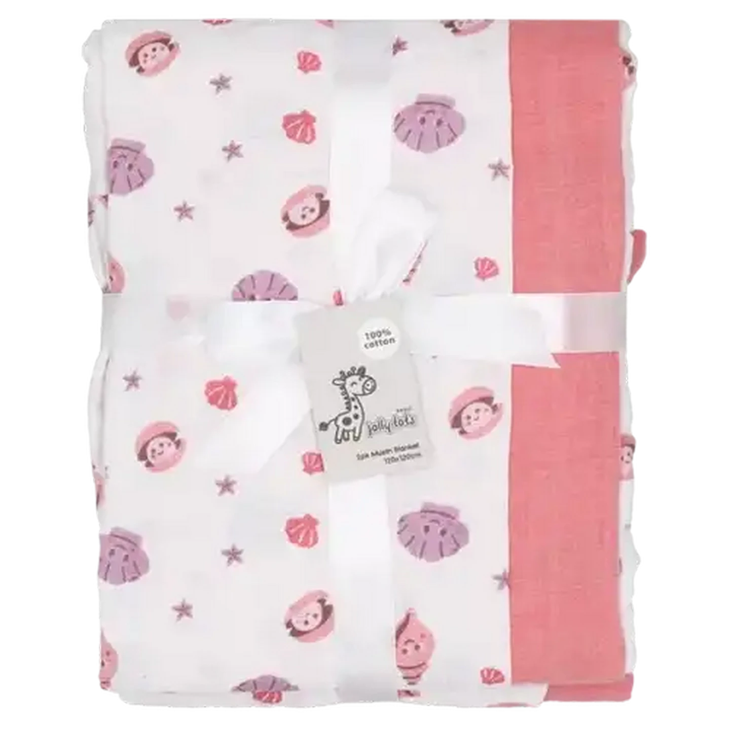 Image of Jolly Tots Grey Muslin Cotton Blanket 120 x 120cm 2-Pack (Design May Vary)