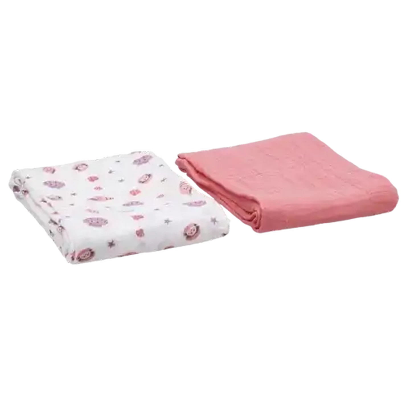 Image of Jolly Tots Grey Muslin Cotton Blanket 120 x 120cm 2-Pack (Design May Vary)