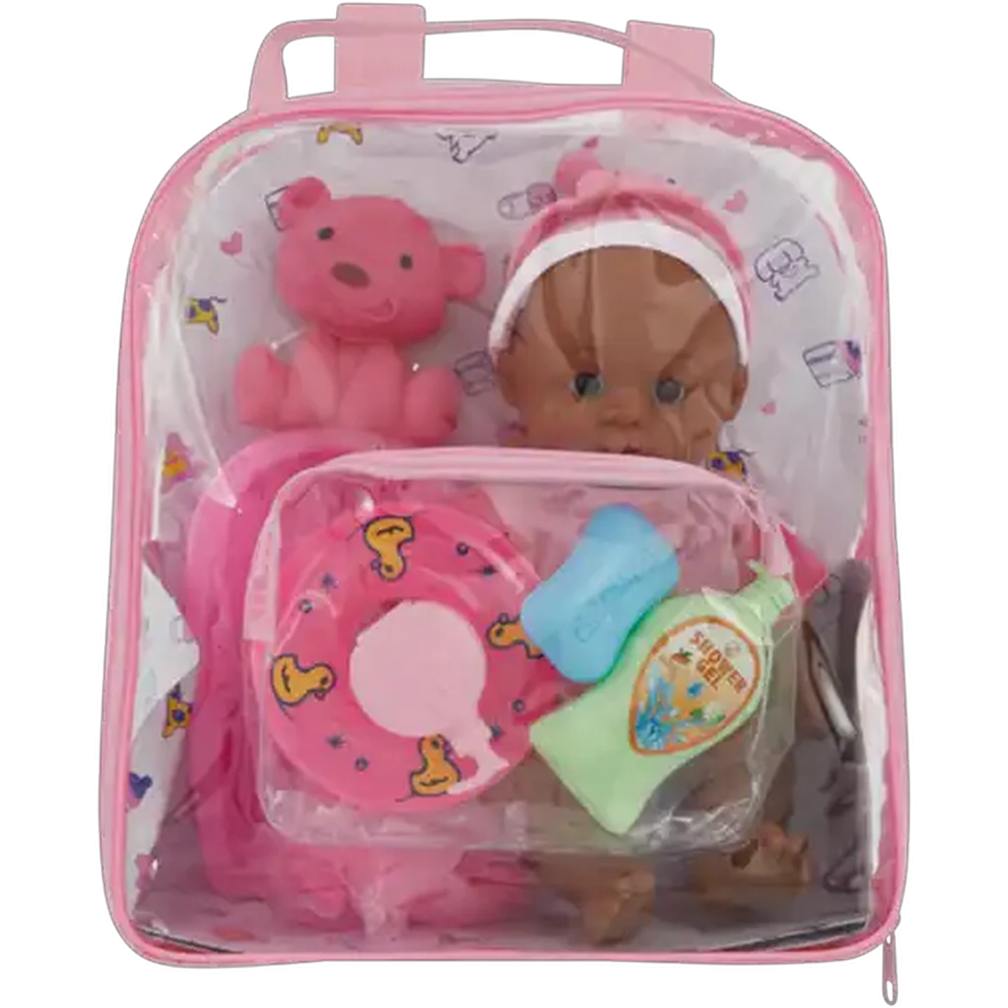 Image of Doll in Bag with Bath Accessories 22cm