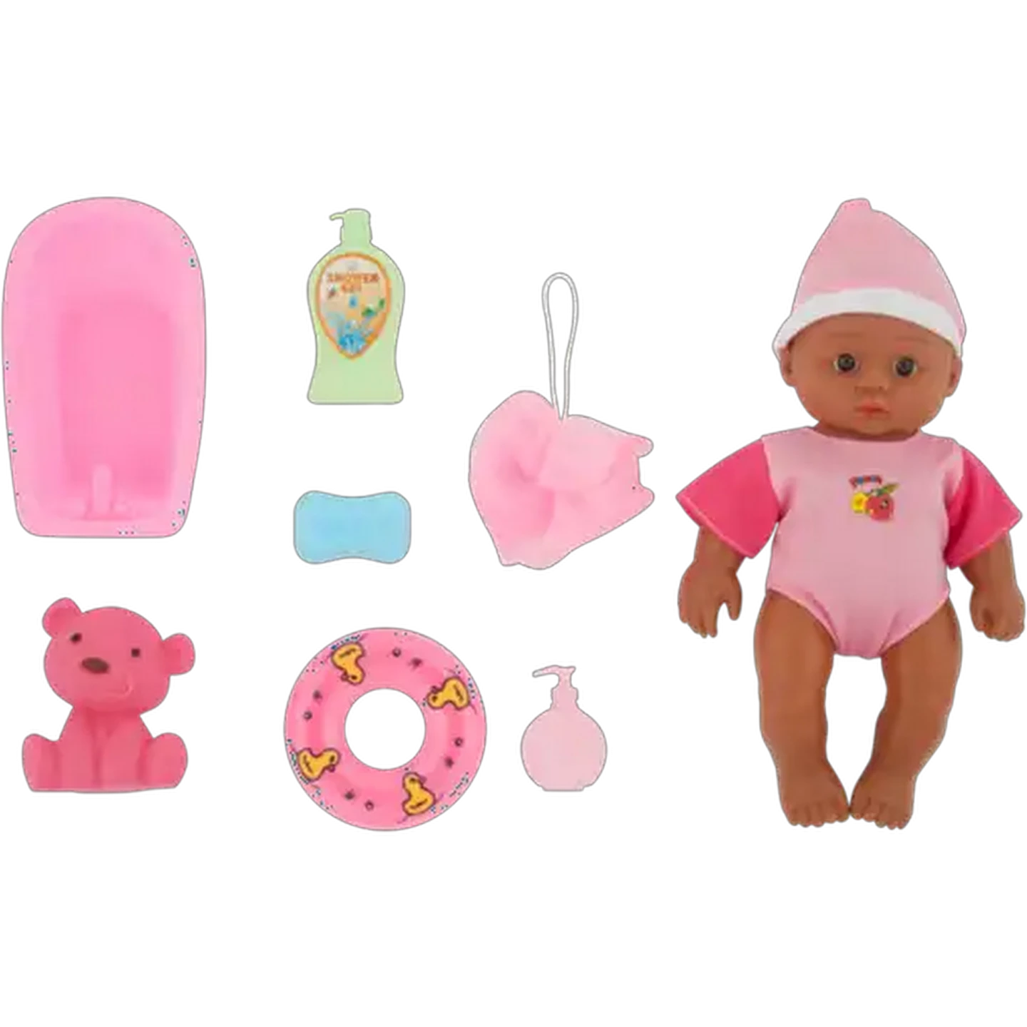 Image of Doll in Bag with Bath Accessories 22cm