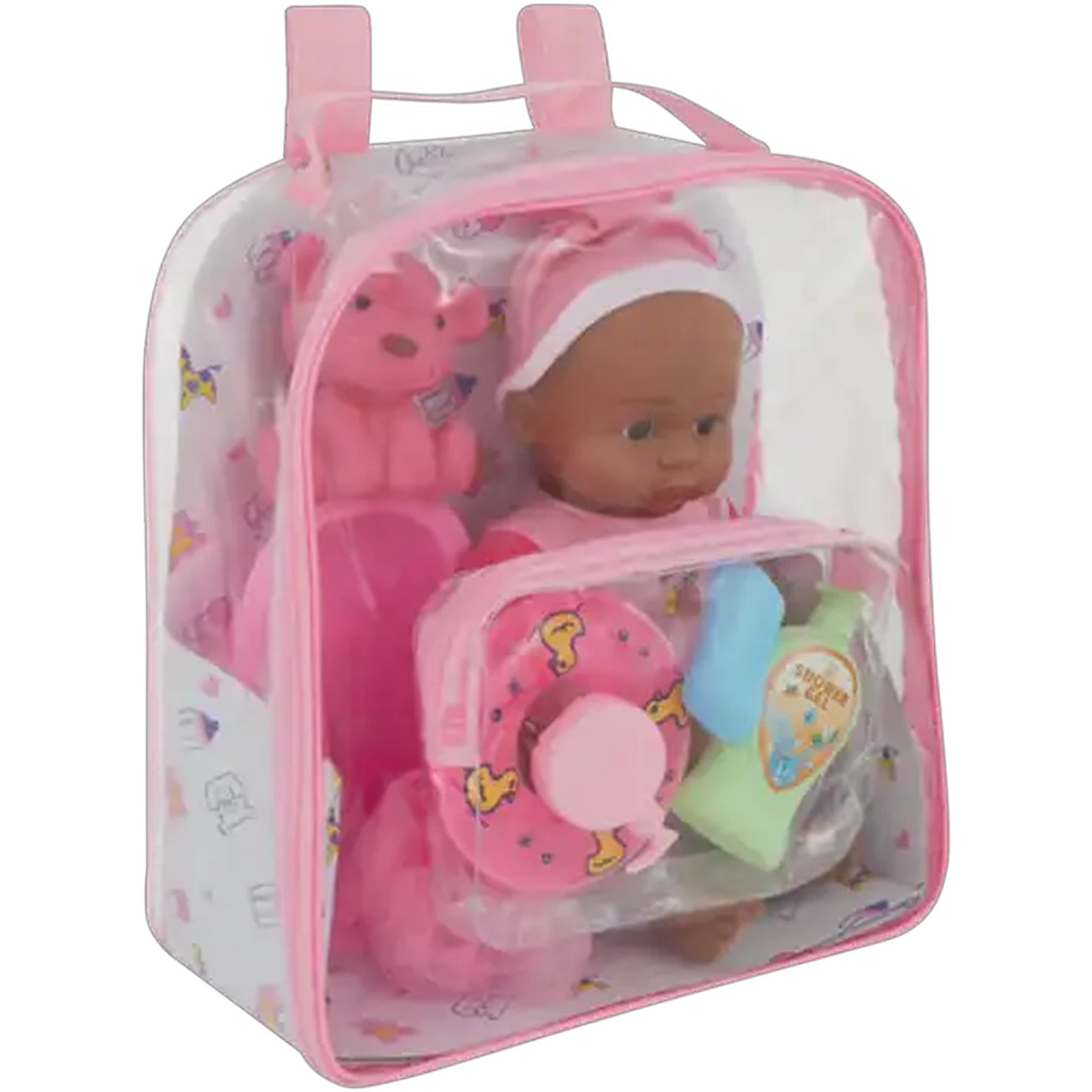 Image of Doll in Bag with Bath Accessories 22cm